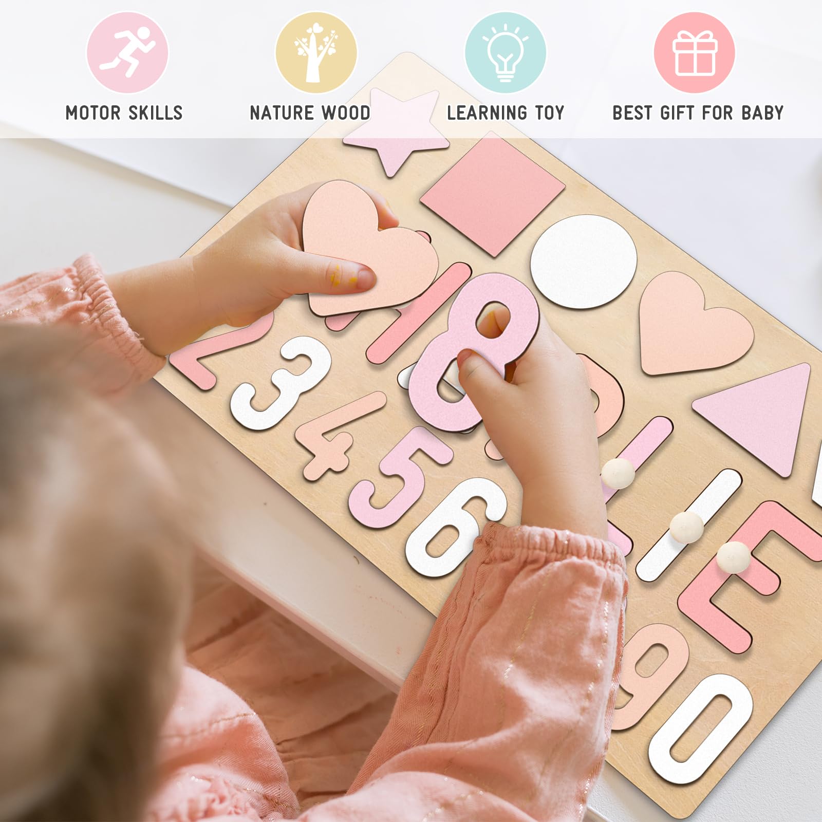 Custom Name Puzzle for Toddlers 1-3 Years - Personalized Wooden Learning Toy with Engraved Text | Easter Basket Stuffers, 1st Birthday Gift for Boys & Girls | Educational Baby Toy for Name Recognition & Early Learning - Perfect for Playtime, Nursery Decor & Holiday Gifting