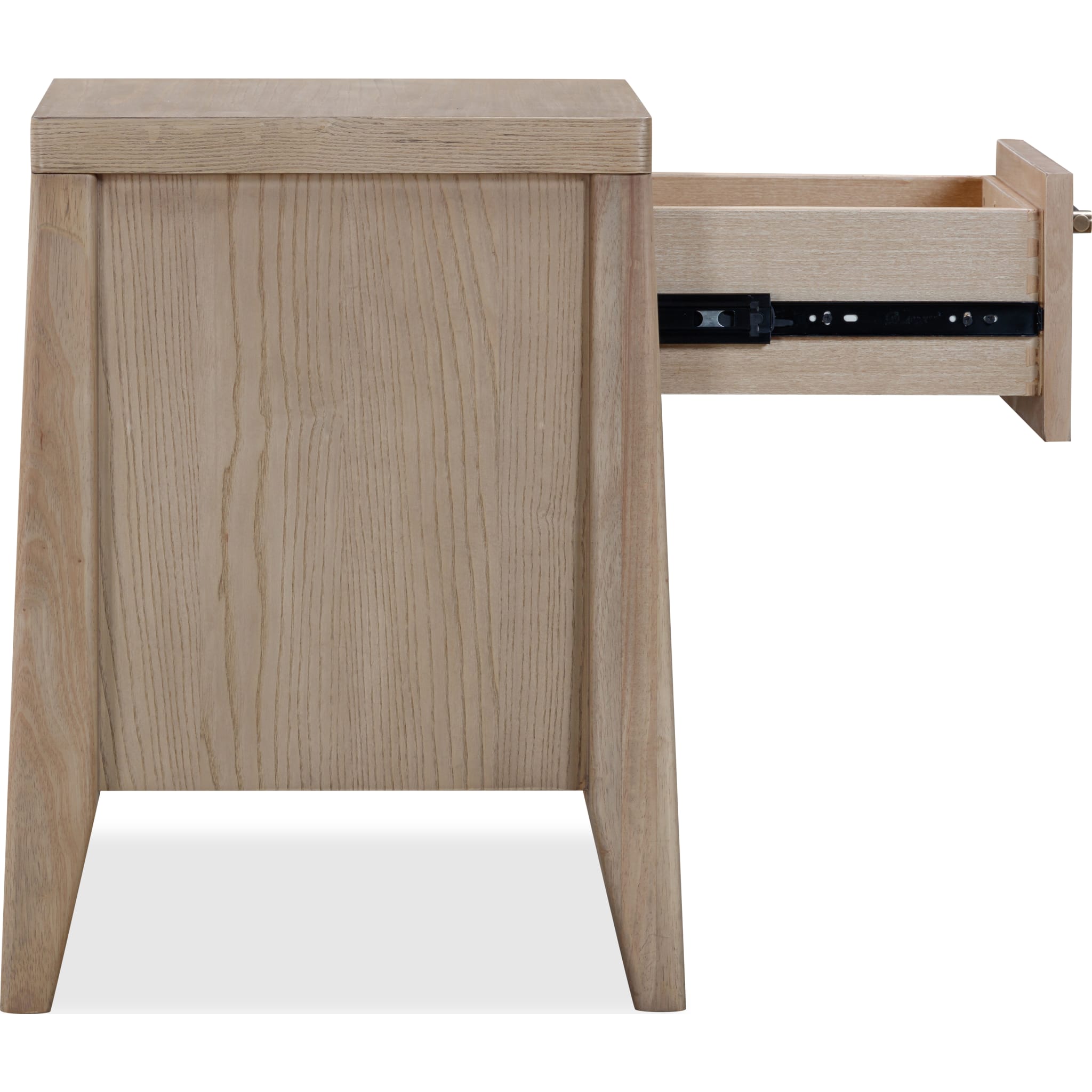 Sumire Modern Nightstand with One Drawer & Shelf - Solid Ash Wood Bedside Table for Bedroom, Living Room, or Office - Ginger Finish for Stylish Home Decor