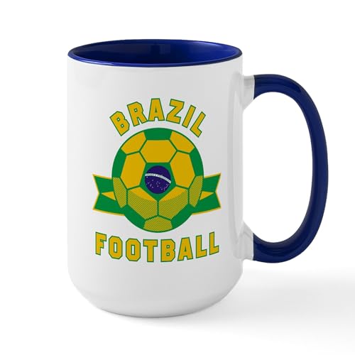 White/Navy Inside - Brazil Football Mugs