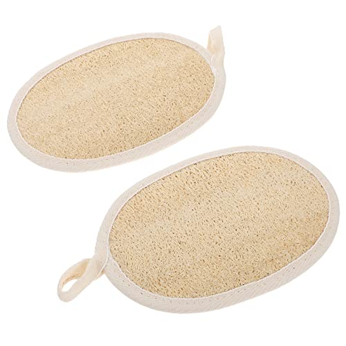DOITOOL Exfoliating Body Scrubber Set - 2 Pack Loofah Sponge for Men & Women, Shower Scrub Towel with Luffa Pad, Ideal for Spa, Bath & Grooming Routine (Beige)