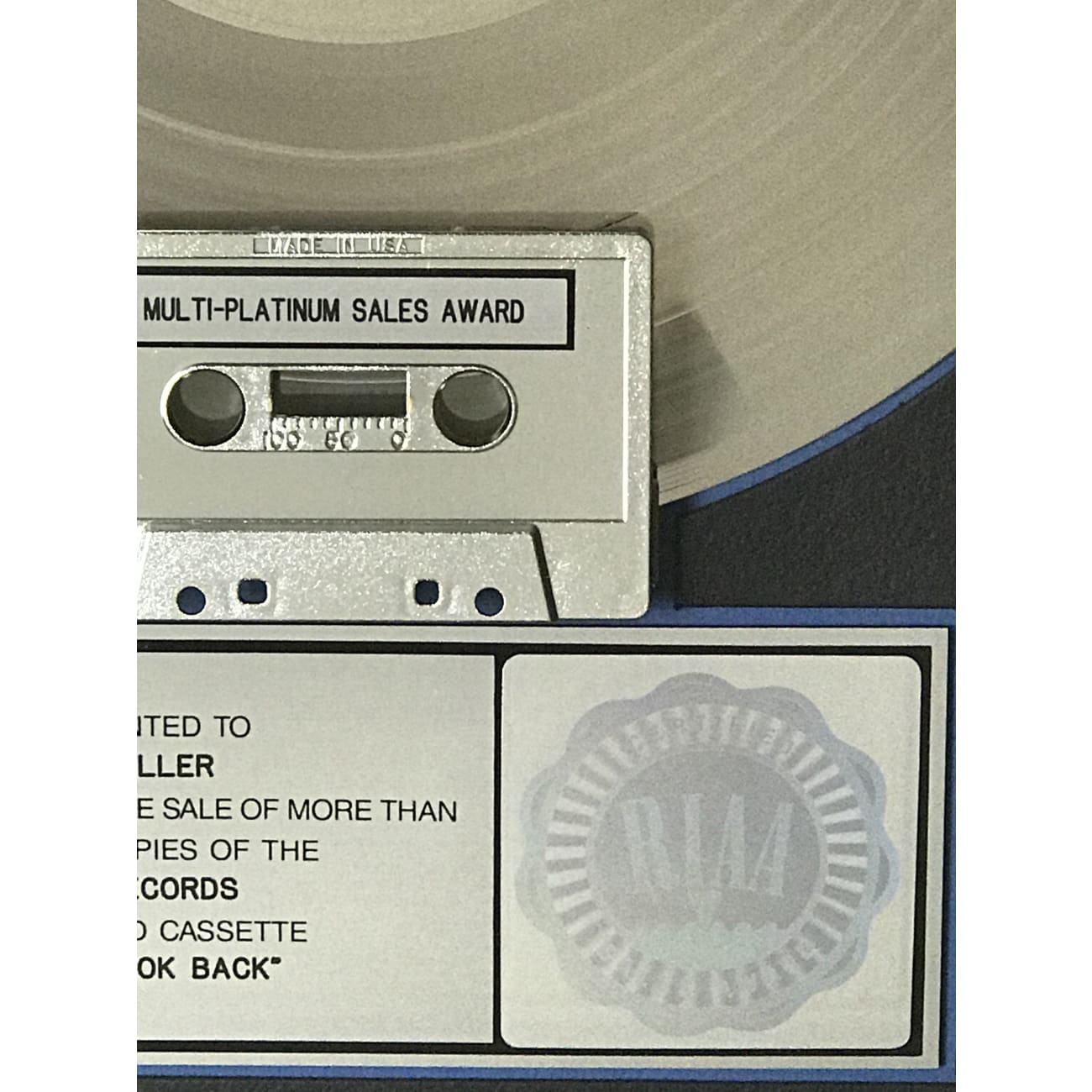 Rare Boston Don't Look Back RIAA 4x Multi Platinum Album Award - Perfect for Music Collectors & Rock Memorabilia Displays