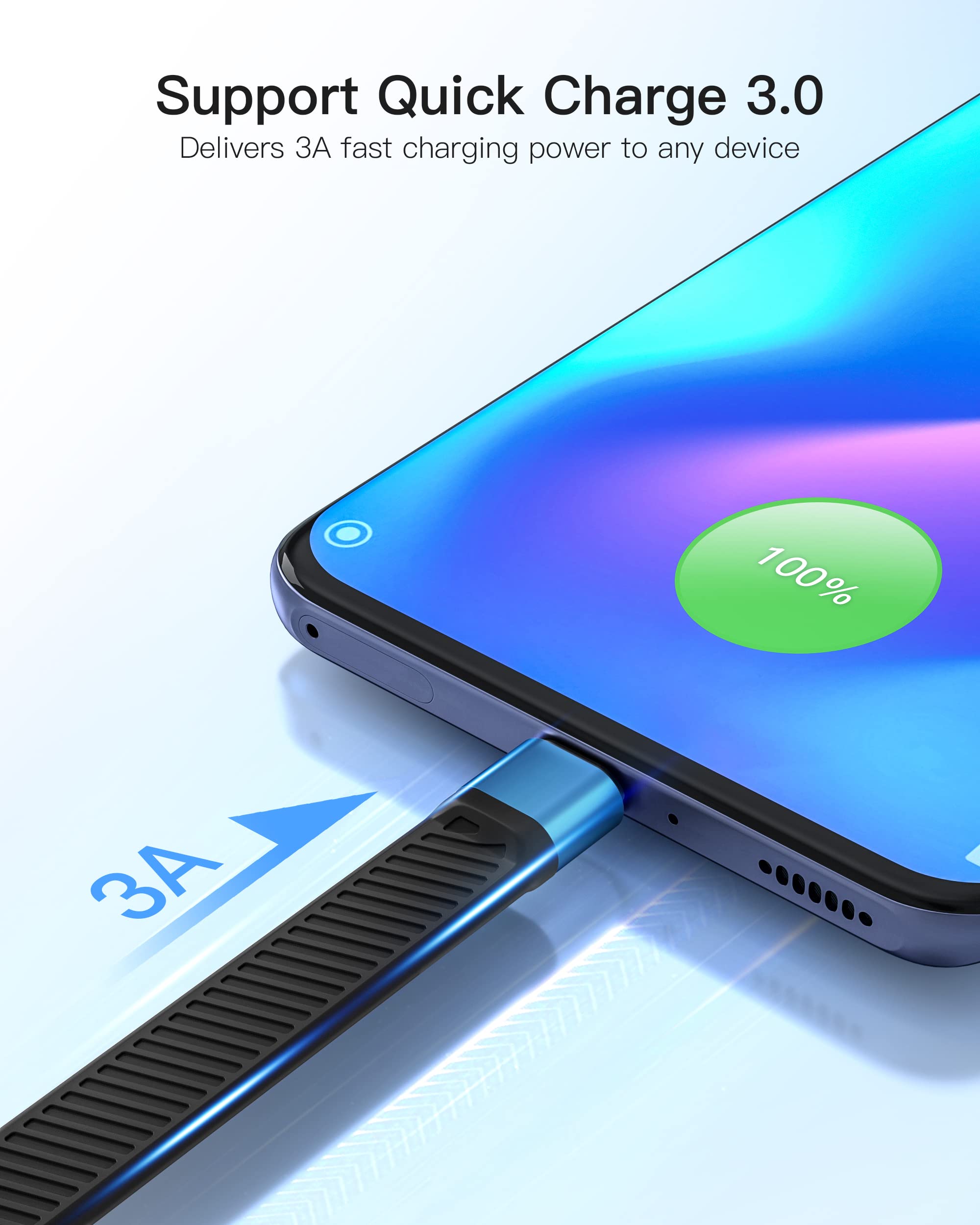 Short USB A to USB C Cable 0.45ft - Fast Charging 3A for Samsung & Laptops - Home & Travel Use