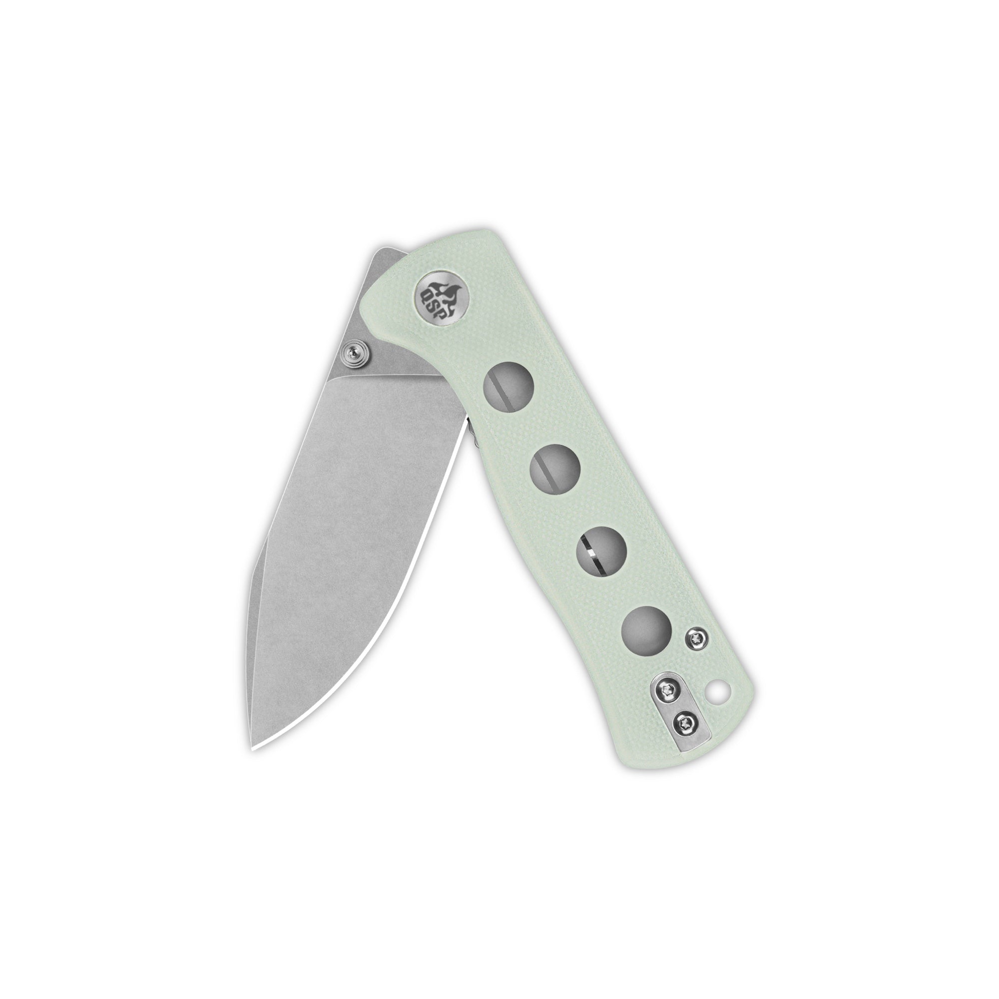 QSP Canary Liner Lock Pocket Knife - 14C28N Stainless Steel Blade, Jade G10 Handle - EDC Folding Knife for Camping, Hiking & Everyday Carry