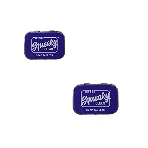 Handmade SqueakyClean Soap Tablets - 30 Bars per Tin | Natural Hygiene Bar for Hand Washing | Travel-Friendly & Convenient | Sweet Lavender Fragrance (Pack of 2) | Perfect for Travel, Camping, and Everyday Use