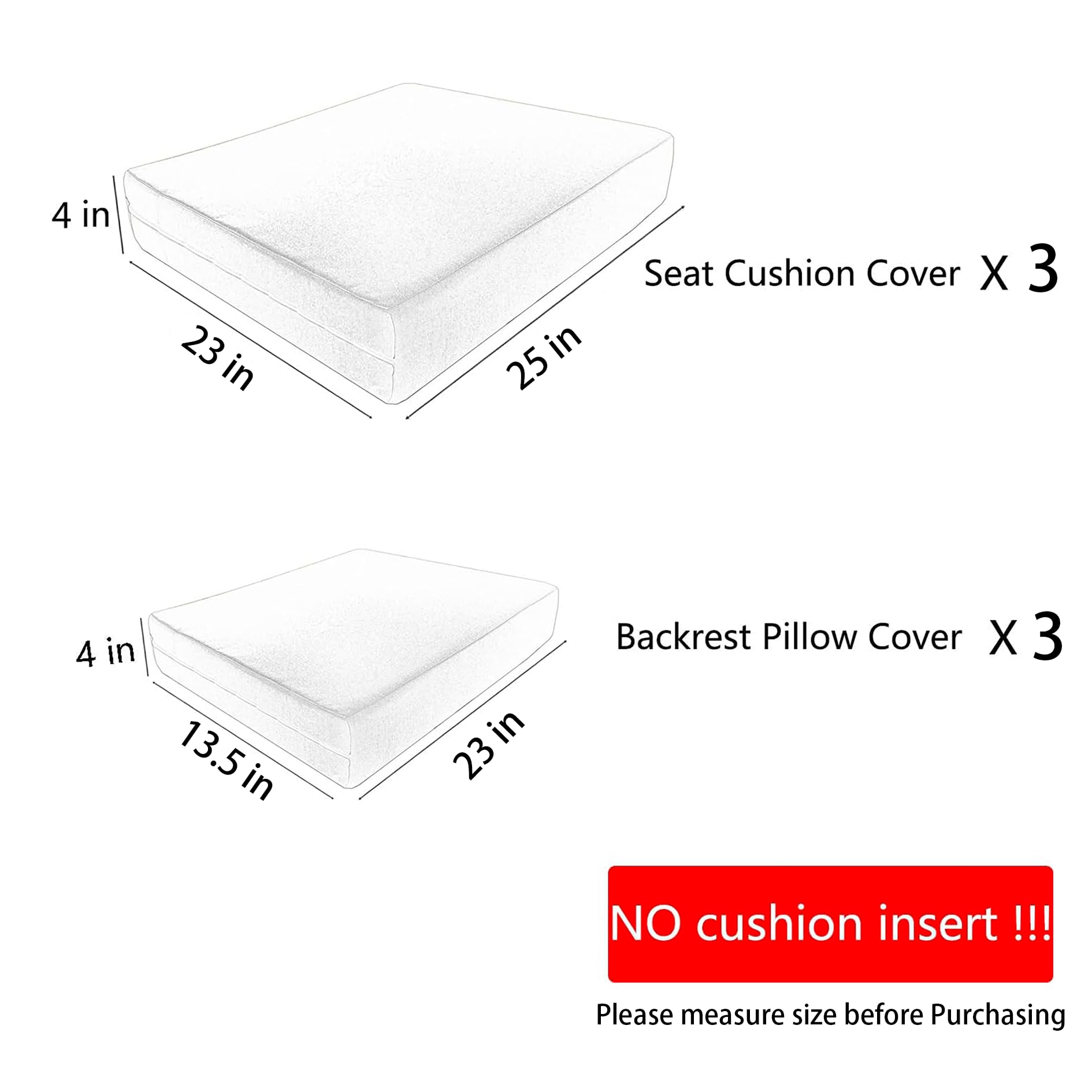 6 Pack Waterproof Outdoor Cushion Covers with Zipper - Replacement Slipcovers for Patio Furniture (3 Seat Cushion Covers + 3 Backrest Pillow Covers) - Blue - Perfect for Rattan Sofa, Garden Chairs & Poolside Lounging