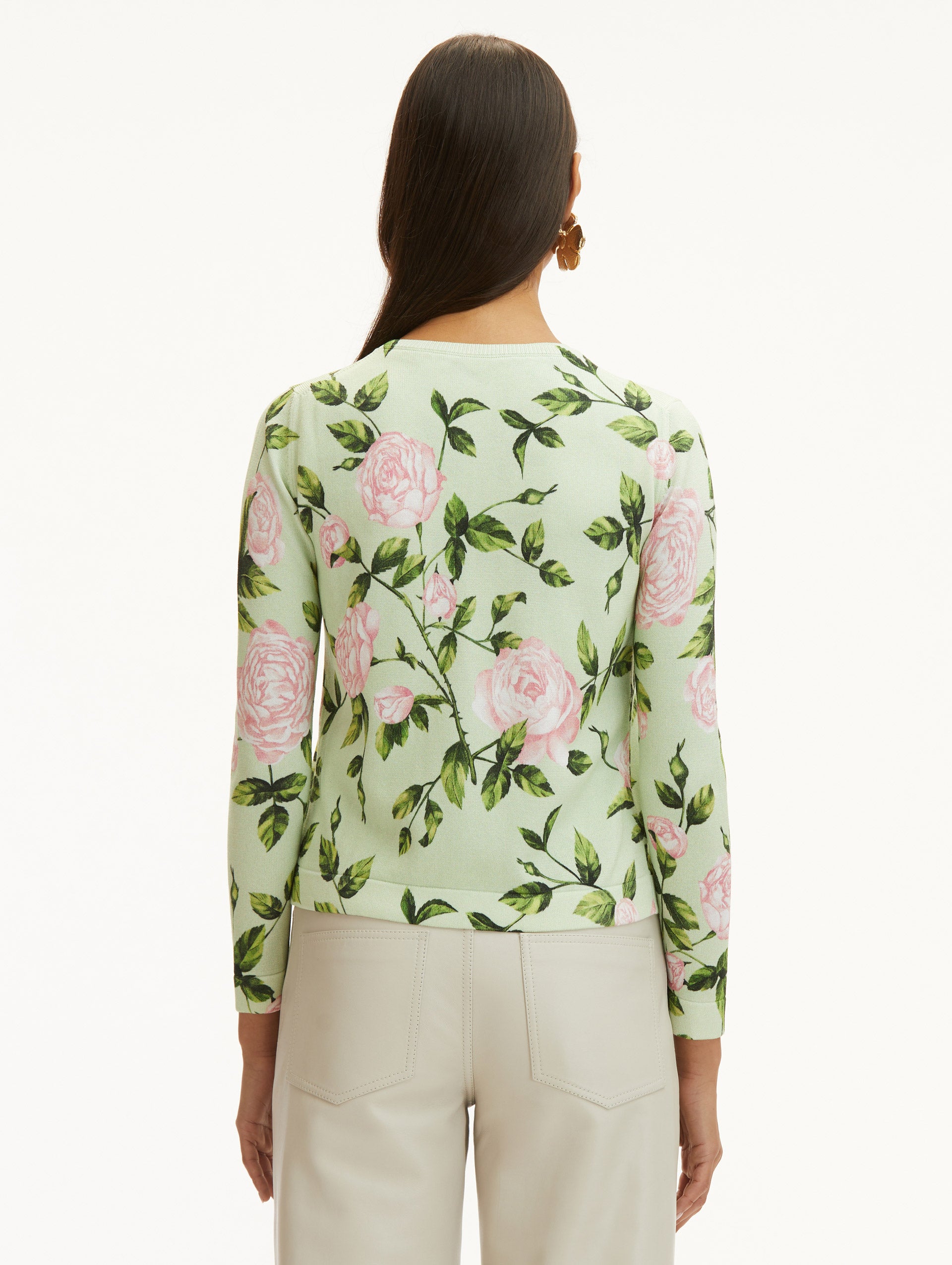 English Rose Printed Cardigan Women's Vintage Floral Knit Sweater - Perfect for Spring Outfits & Tea Party Fashion