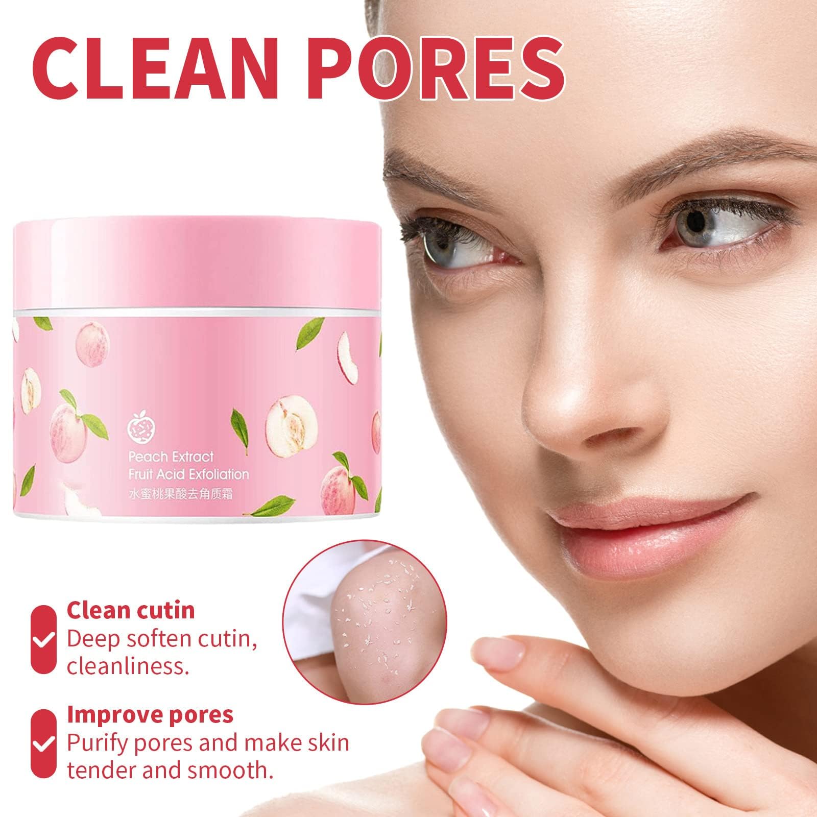 Natural Peach Extract Exfoliating Body Scrub - Deep Cleansing & Smoothing Rubbing Mud for Rough Dry Skin & Cuticle Removal | Perfect for Spa Day, Pre-Shave Prep & Post-Workout Skin Renewal
