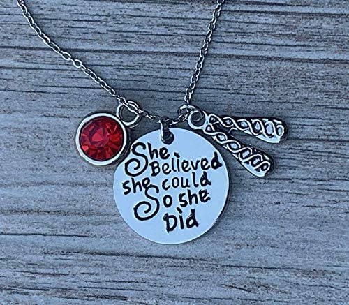 Personalized Irish Dance Necklace with Birthstone Charm - She Believed She Could So She Did - Perfect for Irish Dance Recitals, Competitions, and Gifts for Irish Dancers
