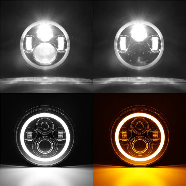 7 Inch 45W LED Angel Eye Headlights for Cars, Trucks, SUVs - High Brightness Waterproof Headlamp Pair - Perfect for Night Driving, Off-Roading & Custom Vehicle Upgrades