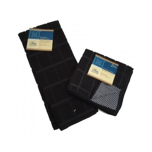 Premium Microfiber Dish Towels Set of 3 - Super Absorbent Kitchen Cleaning Cloths for Dishes, Countertops & Glass - Black Dish Rags for Washing, Drying & Polishing (Perfect for Daily Kitchen Cleaning & Shine)