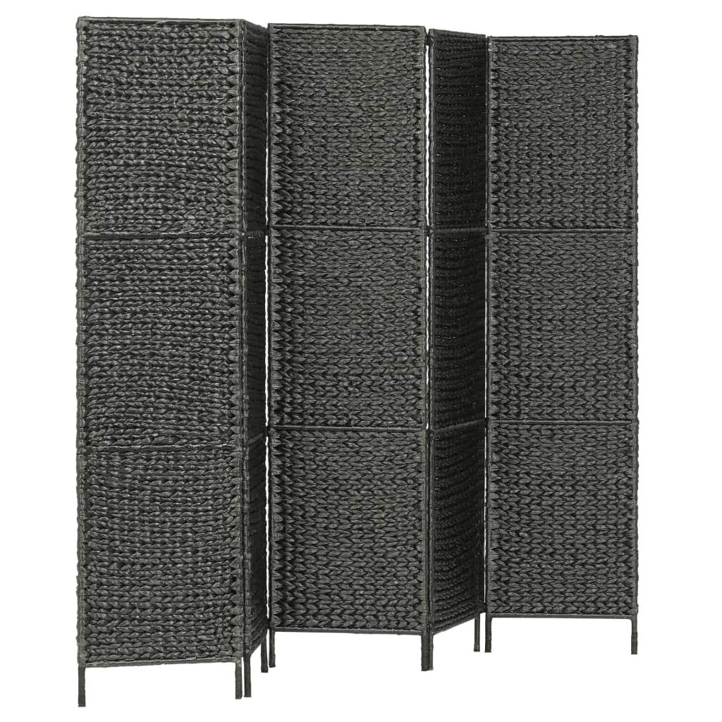 5-Panel Black Water Hyacinth Room Divider Screen 76