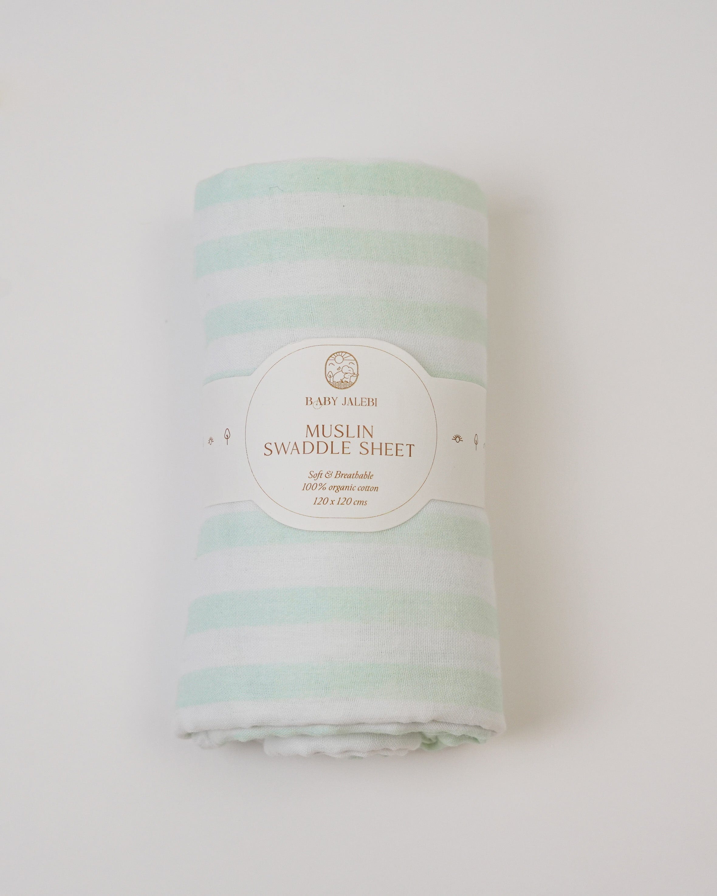 Organic Muslin Swaddle Blanket - Soft Aqua Stripes Baby Wrap for Newborns & Infants - Perfect for Swaddling, Nursing Cover, and Stroller Blanket