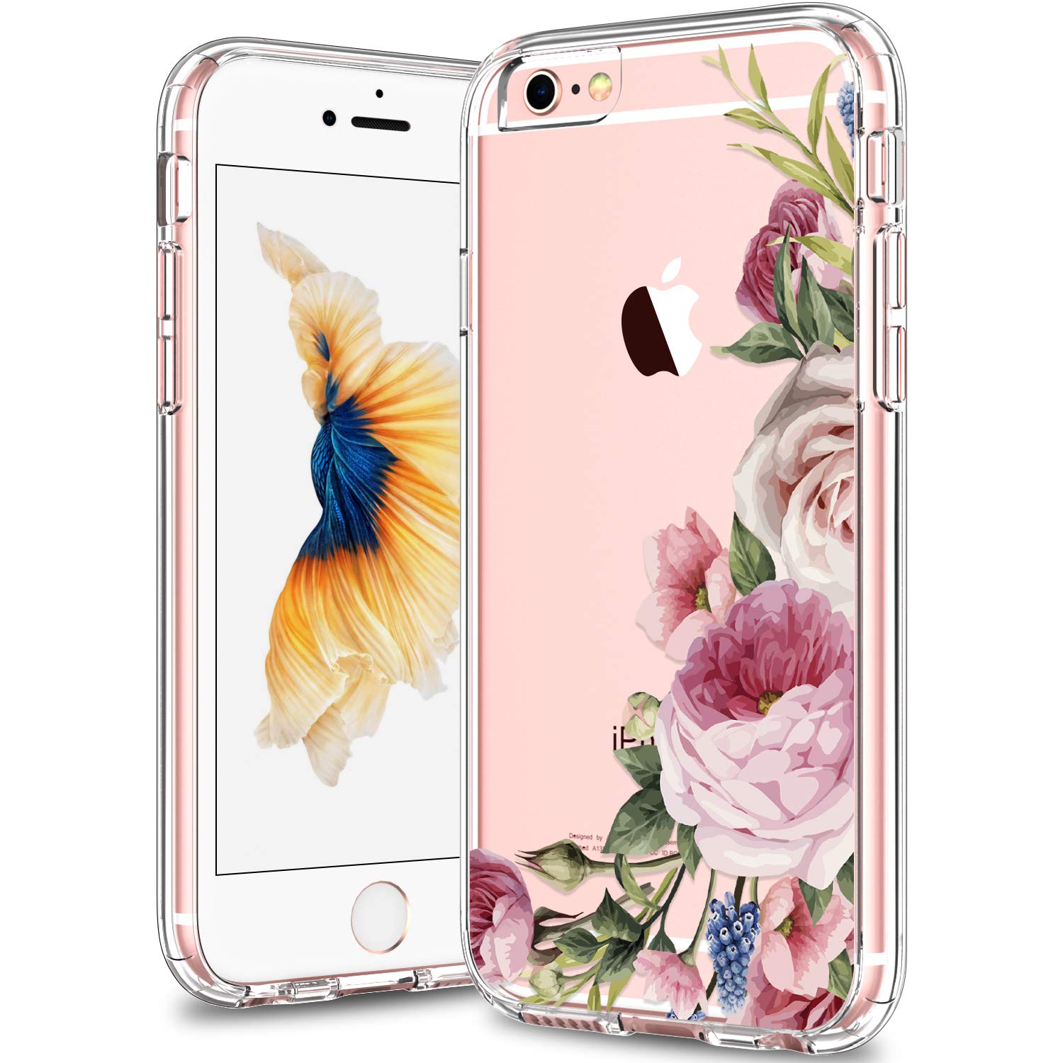 BICOL iPhone 6/6s Case - Floral Design Clear Hard Plastic Back with Soft TPU Bumper Protective Cover | Slim Fit Shockproof Phone Case for Apple iPhone 6 & 6s (Perfect for Everyday Use, Travel & Gift Giving)
