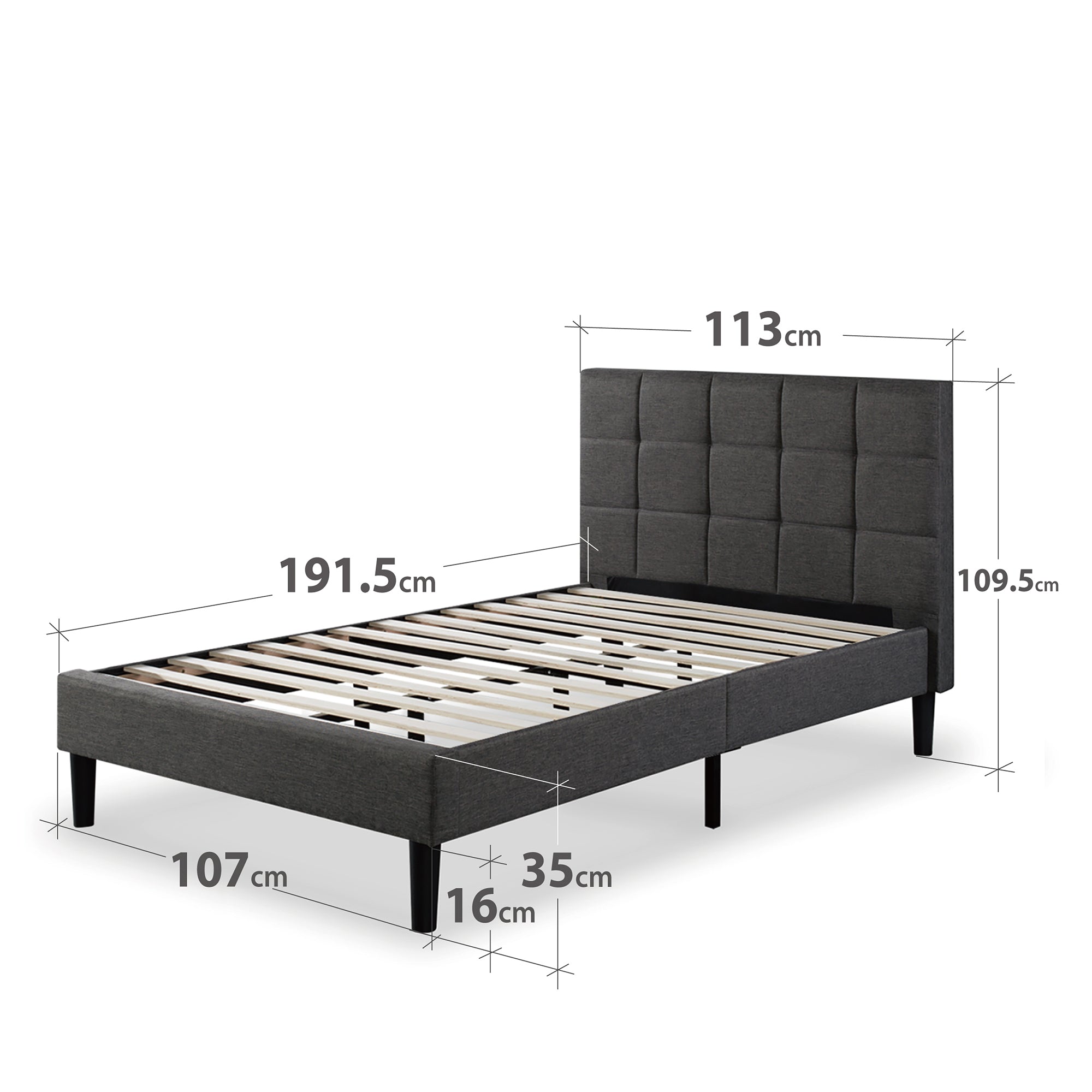 Zinus Lottie Upholstered Platform Bed Frame with Wooden Slats - Queen Size, Modern Upholstered Bed Frame with Headboard, Easy Assembly, Bedroom Furniture for Adults & Guest Rooms