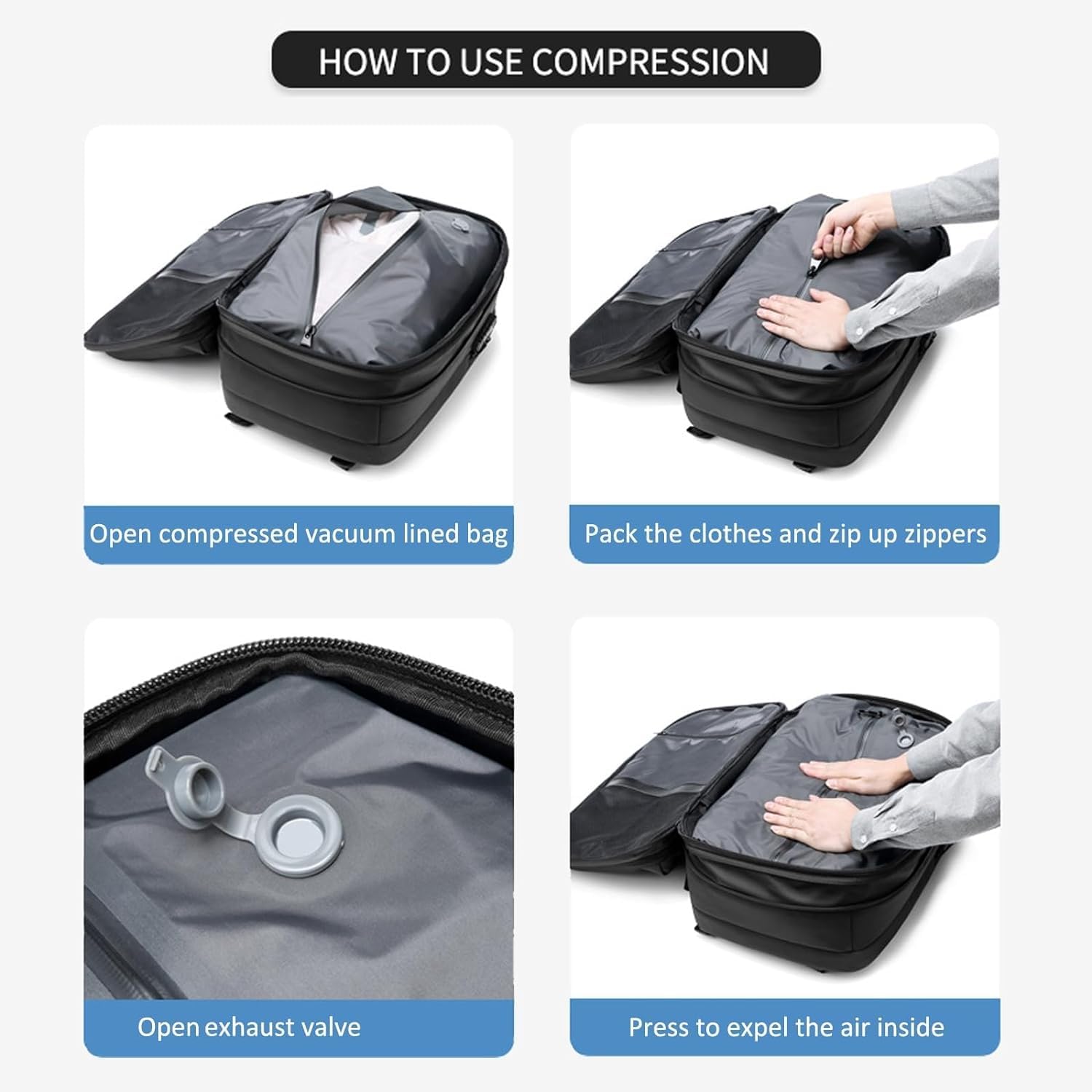 XIEGND Alepeak Vacuum Compression Backpack - Lightweight Travel Backpack with Vacuum Seal Technology for Space Saving | Perfect for Air Travel, Camping & Outdoor Adventures