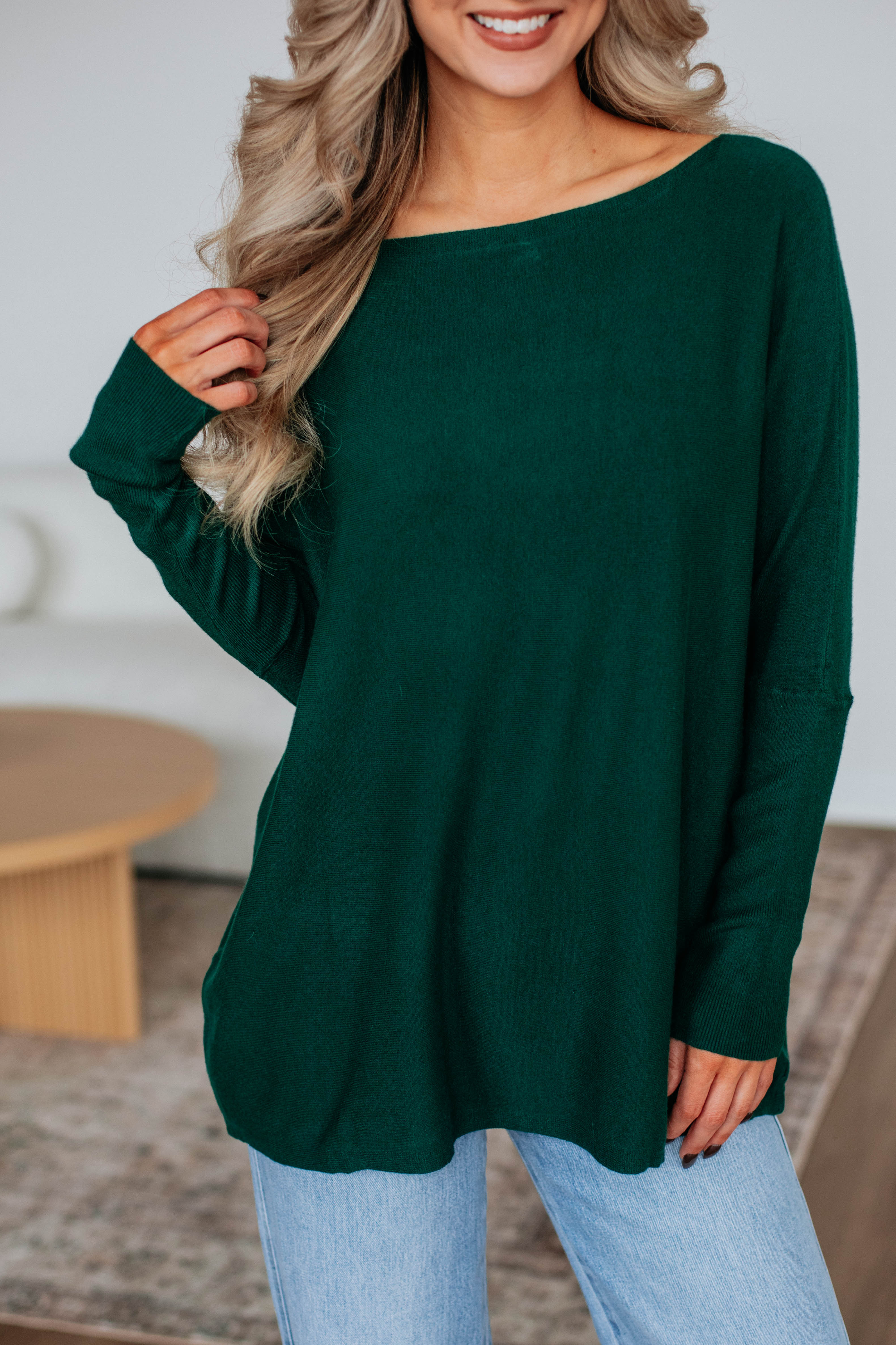 Edella Women's Chunky Knit Sweater - Soft Hunter Green Pullover for Fall & Winter | Cozy Casual Wear, Office Outfit, Weekend Relaxation