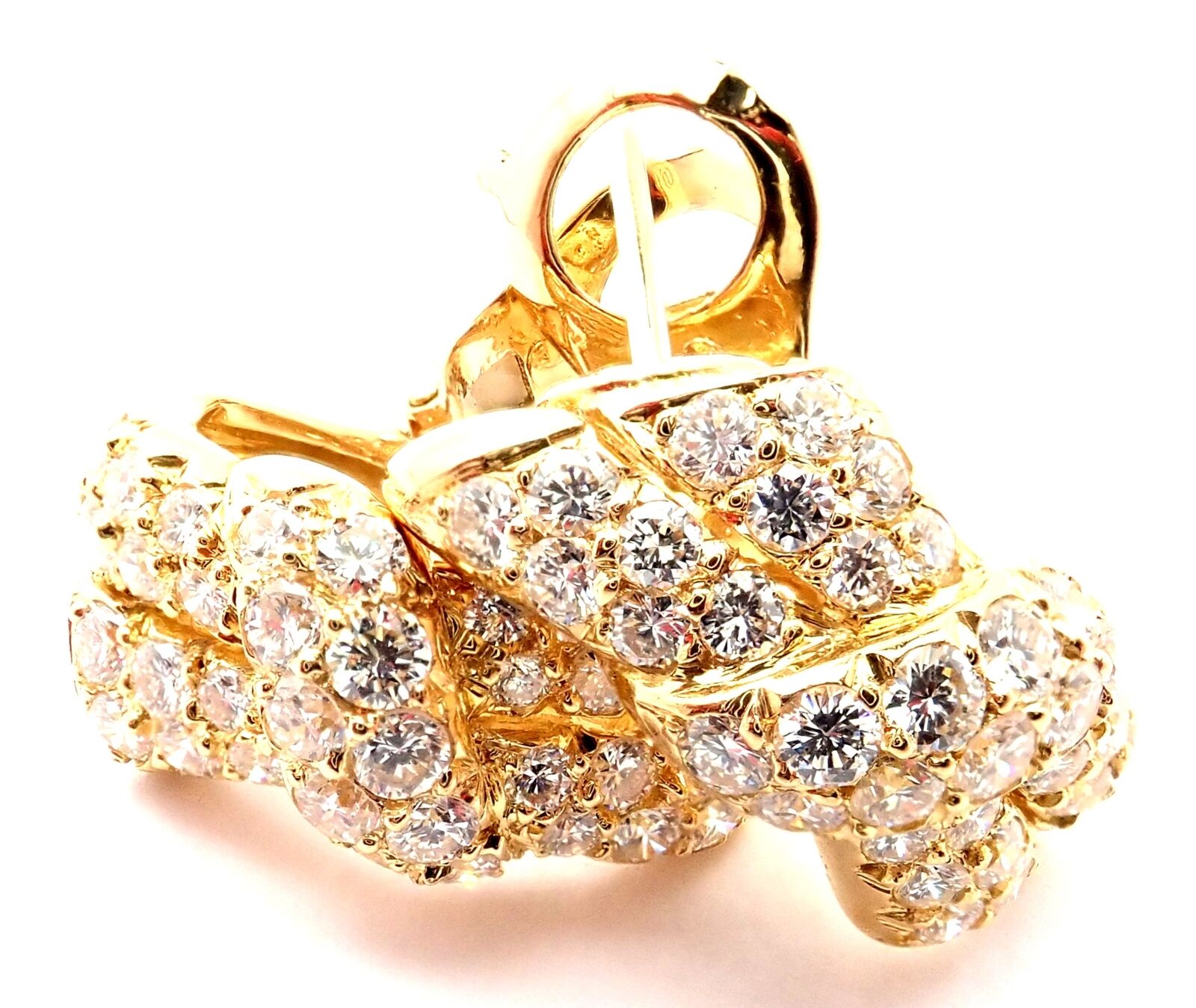 Authentic Van Cleef & Arpels 18k Yellow Gold Diamond Bow Earrings - Luxury Jewelry for Women - Perfect for Weddings, Parties & Special Occasions