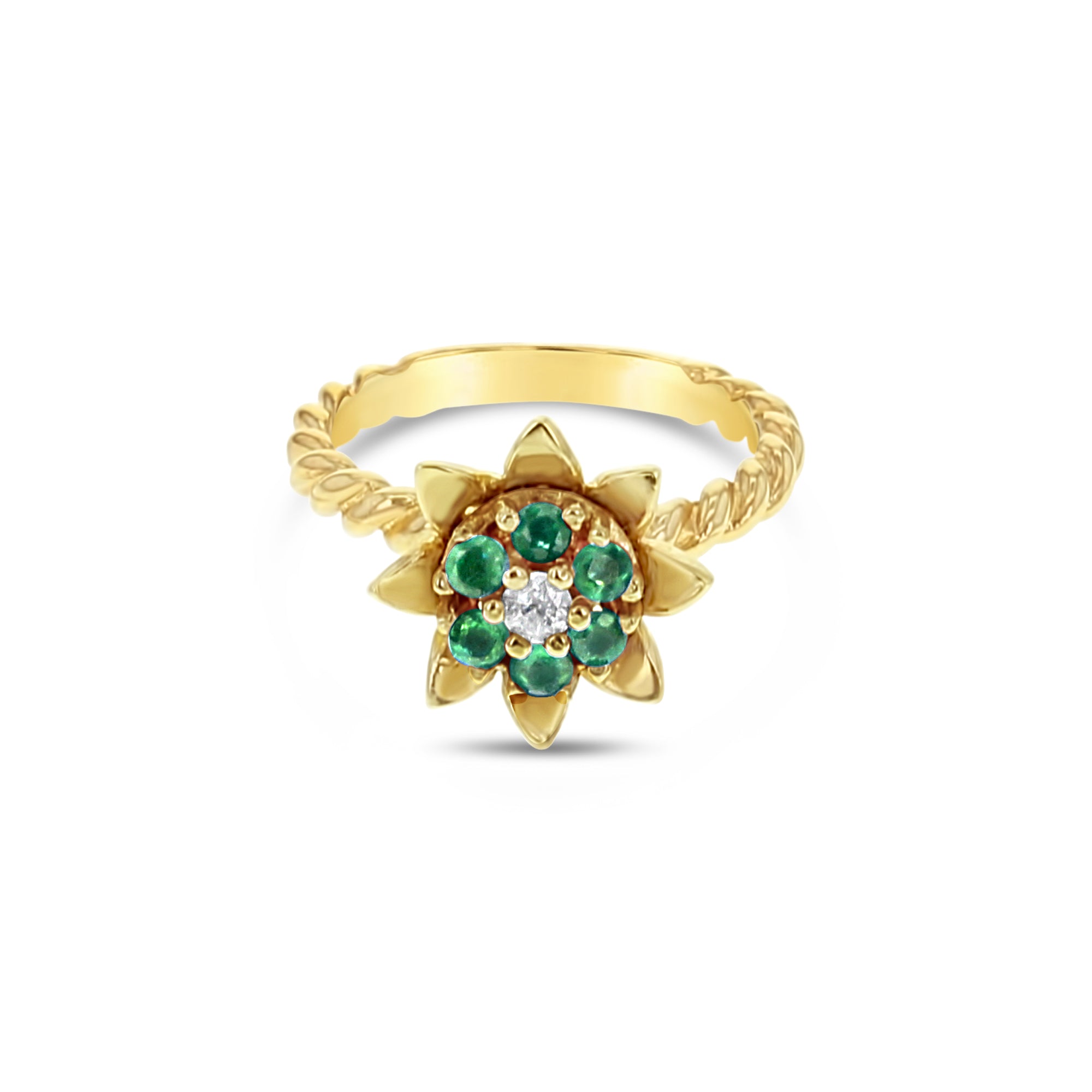 14k Yellow Gold Emerald Tulip Ring for Women - Elegant Floral Jewelry Gift for Mother's Day, Anniversary & Special Occasions