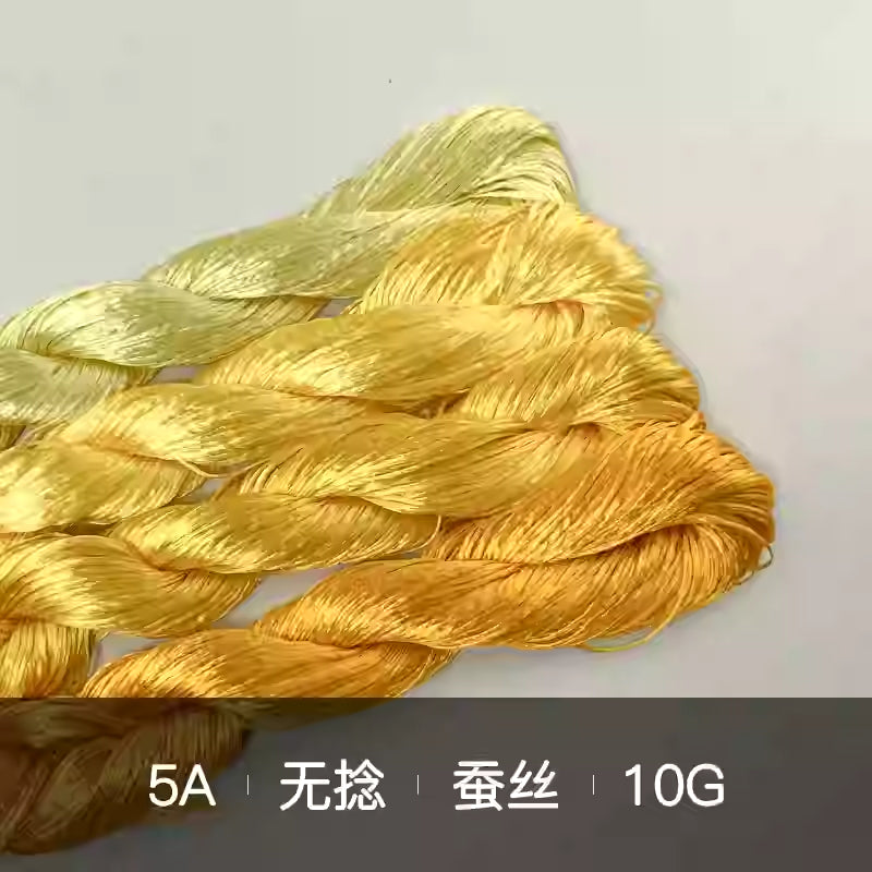 10g Suzhou Embroidery Thick Untwisted Mulberry Silk Thread (Golden Yellow) - Premium Handicraft Material for DIY Embroidery, Sewing, and Traditional Chinese Art Projects