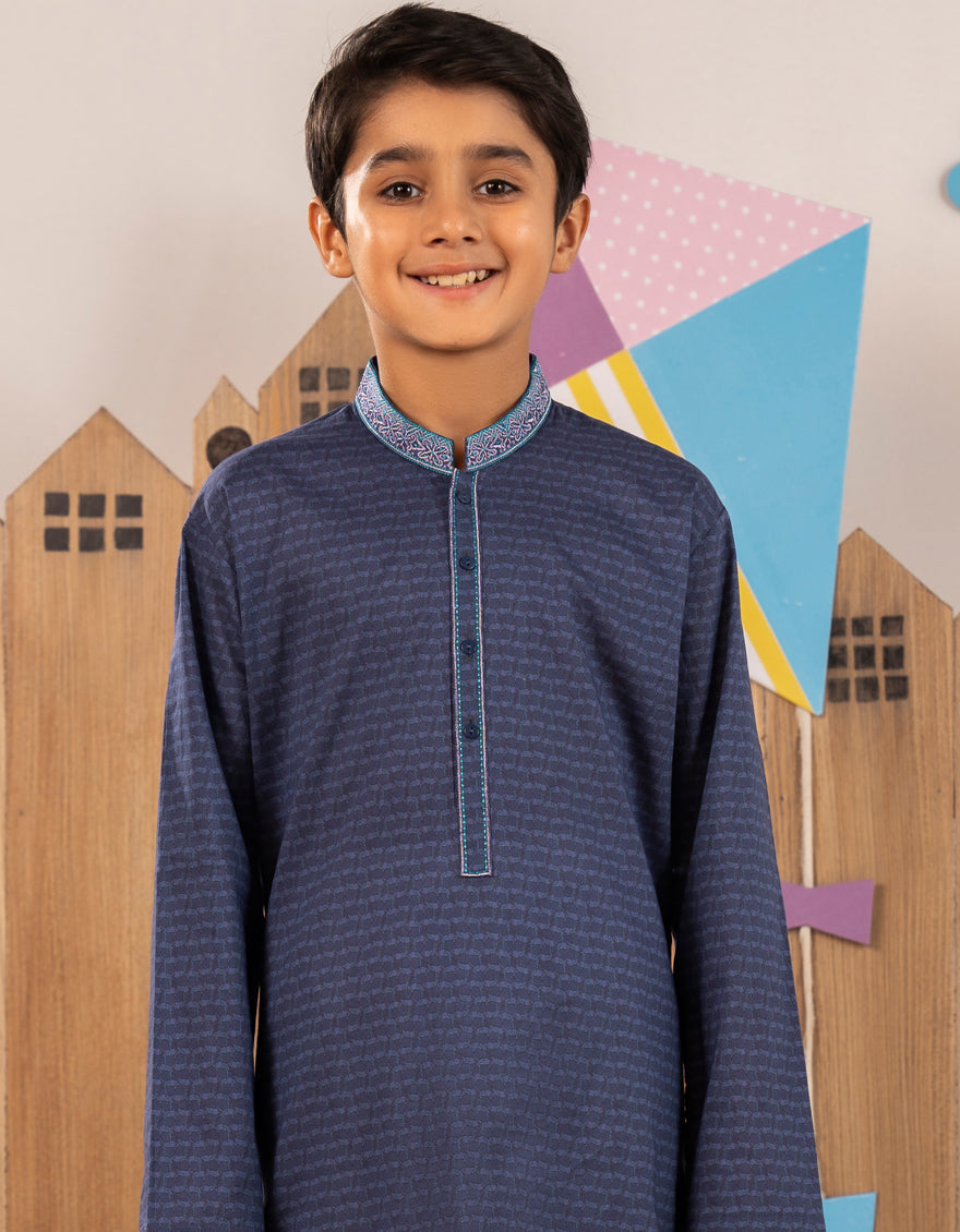 Premium Cotton Blue Kurta for Men by J. Junaid Jamshed - Traditional Pakistani Ethnic Wear for Weddings, Festivals & Casual Outings