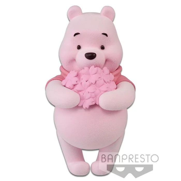 Disney Winnie the Pooh Cherry Blossom Plush Stuffed Animal - Soft Fluffy Puffy Bear Toy (Version A) for Kids Room Decor, Birthday Gifts & Anime Collectibles