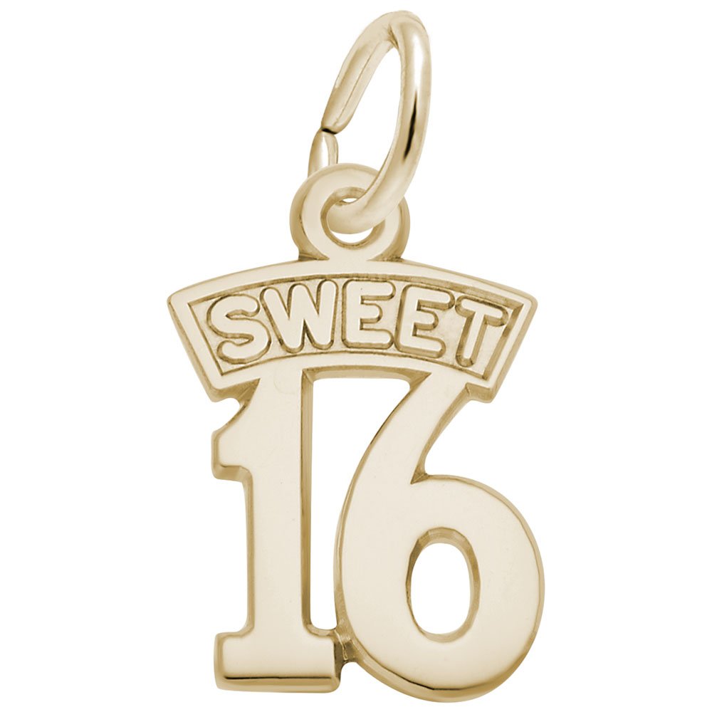 10K Yellow Gold Sweet 16 Charm for Bracelets & Necklaces - Perfect for Birthdays, Anniversaries & Sweet 16 Gifts