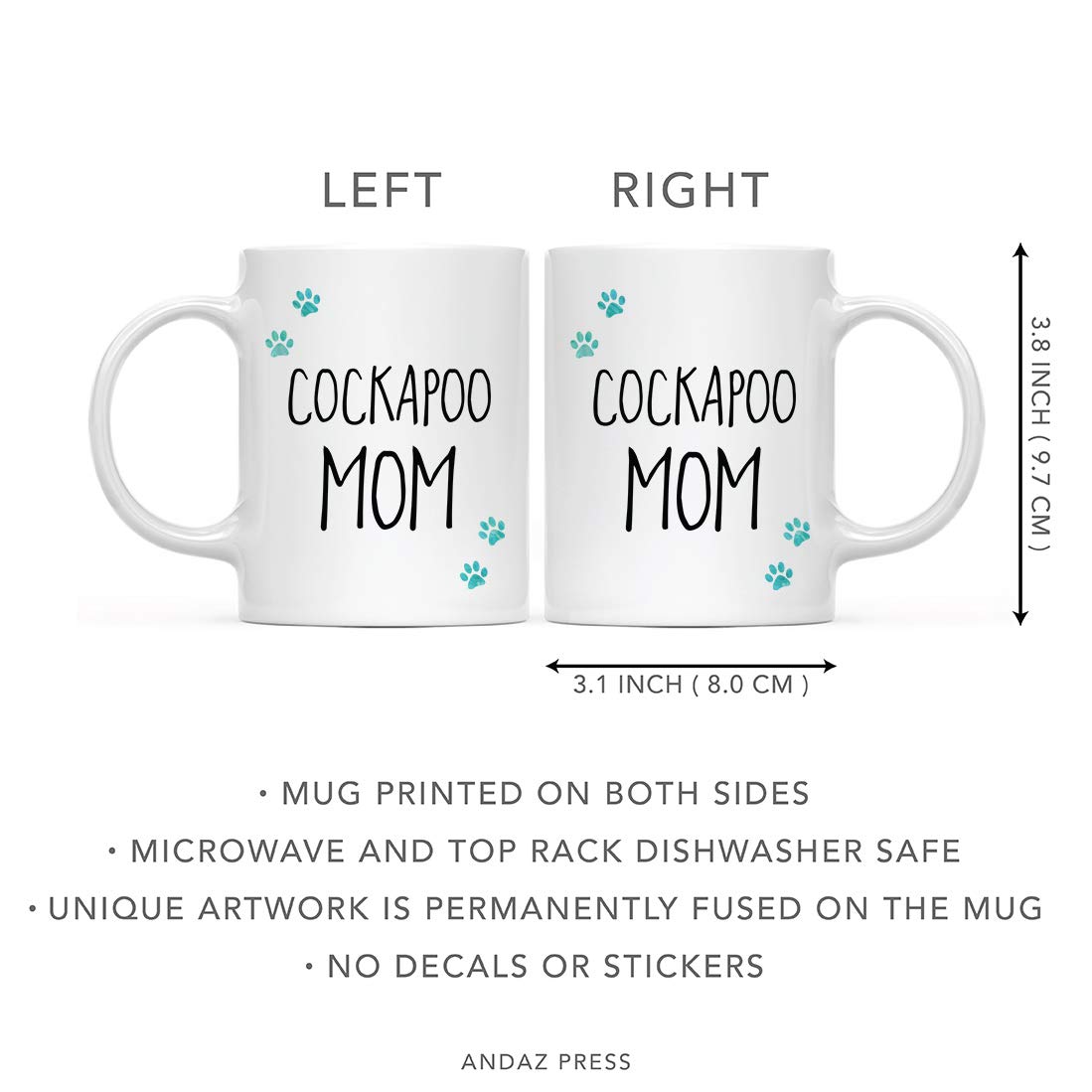 Funny Dog Mom Coffee Mug - 11oz Ceramic Cup with Cockapoo Pawprint Design, Perfect Gag Gift for Dog Lovers (1-Pack with Gift Box) - Great for Christmas, Birthday & Daily Coffee Use at Home/Office