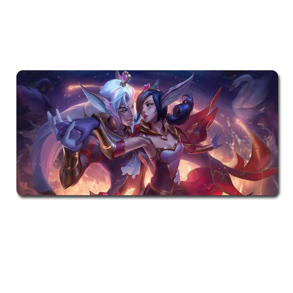 Xayah and Rakan Anime Gaming Mouse Pad - Extra Large XXL Non-Slip Desk Mat for PC, Keyboard & Mouse - Perfect for League of Legends Fans, Esports Gamers & Office Workstations