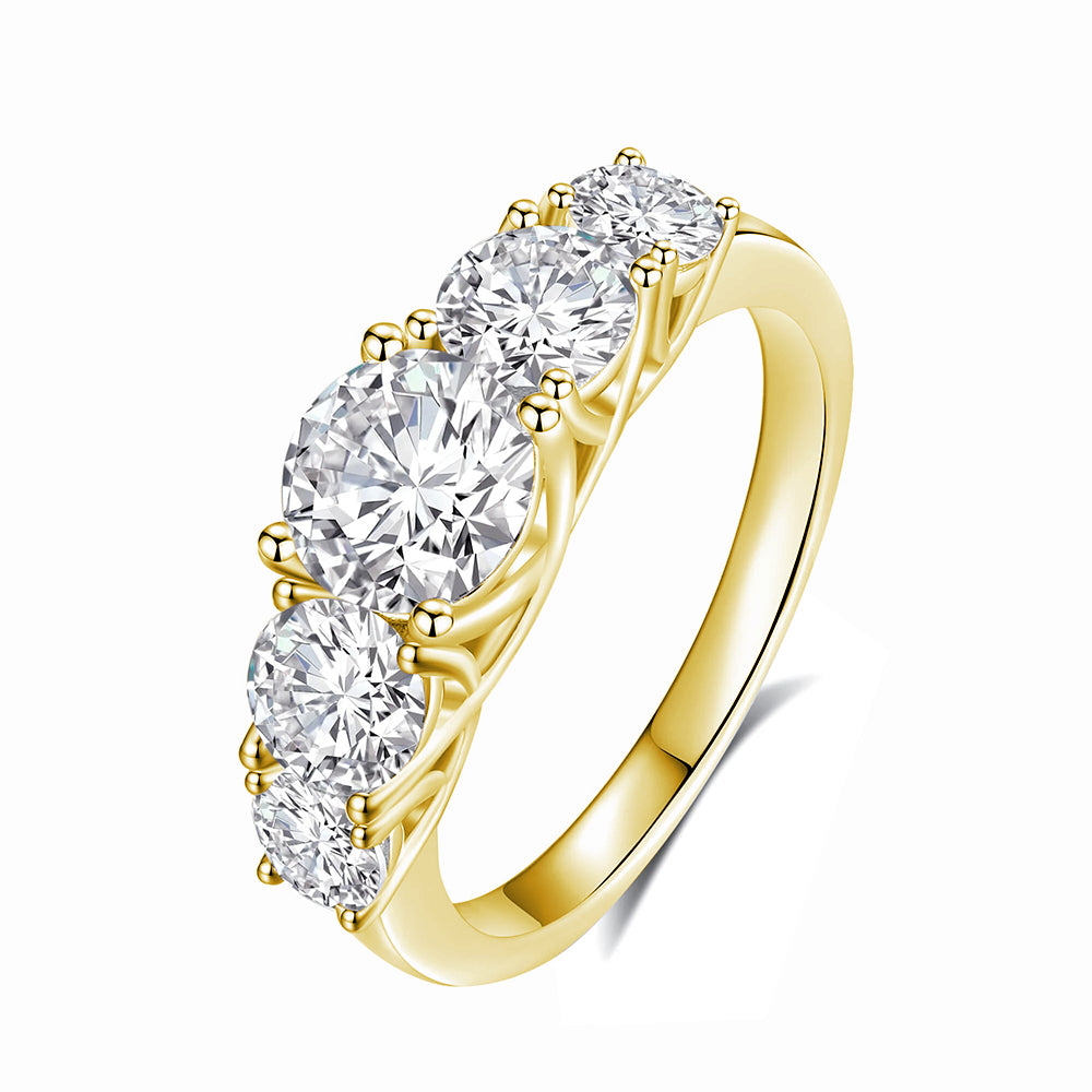 Classic Five Stone Anniversary Band Ring for Women - Elegant Wedding, Engagement & Promise Jewelry Gift - Perfect for Anniversaries, Birthdays & Special Occasions