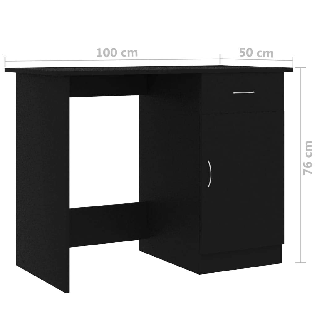 FAMIROSA Black Office Desk 39.4x19.7x29.9 Inches - Sturdy Chipboard Computer Desk for Home & Office Workspace, Study, Gaming, and Remote Work