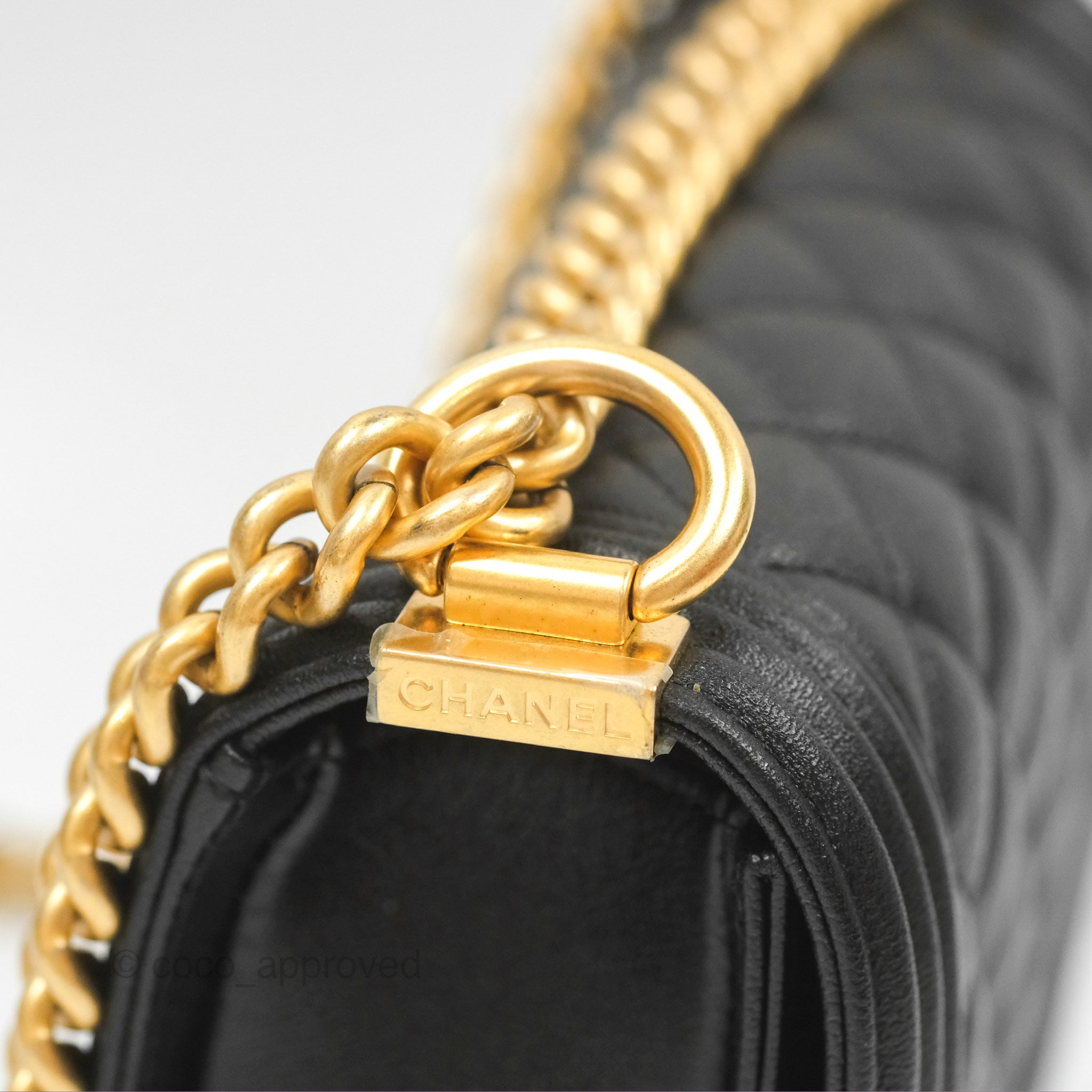 Chanel Boy Messenger Bag Black Caviar Leather with Aged Gold Hardware - Luxury Crossbody Bag for Women, Perfect for Work, Travel & Evening Events