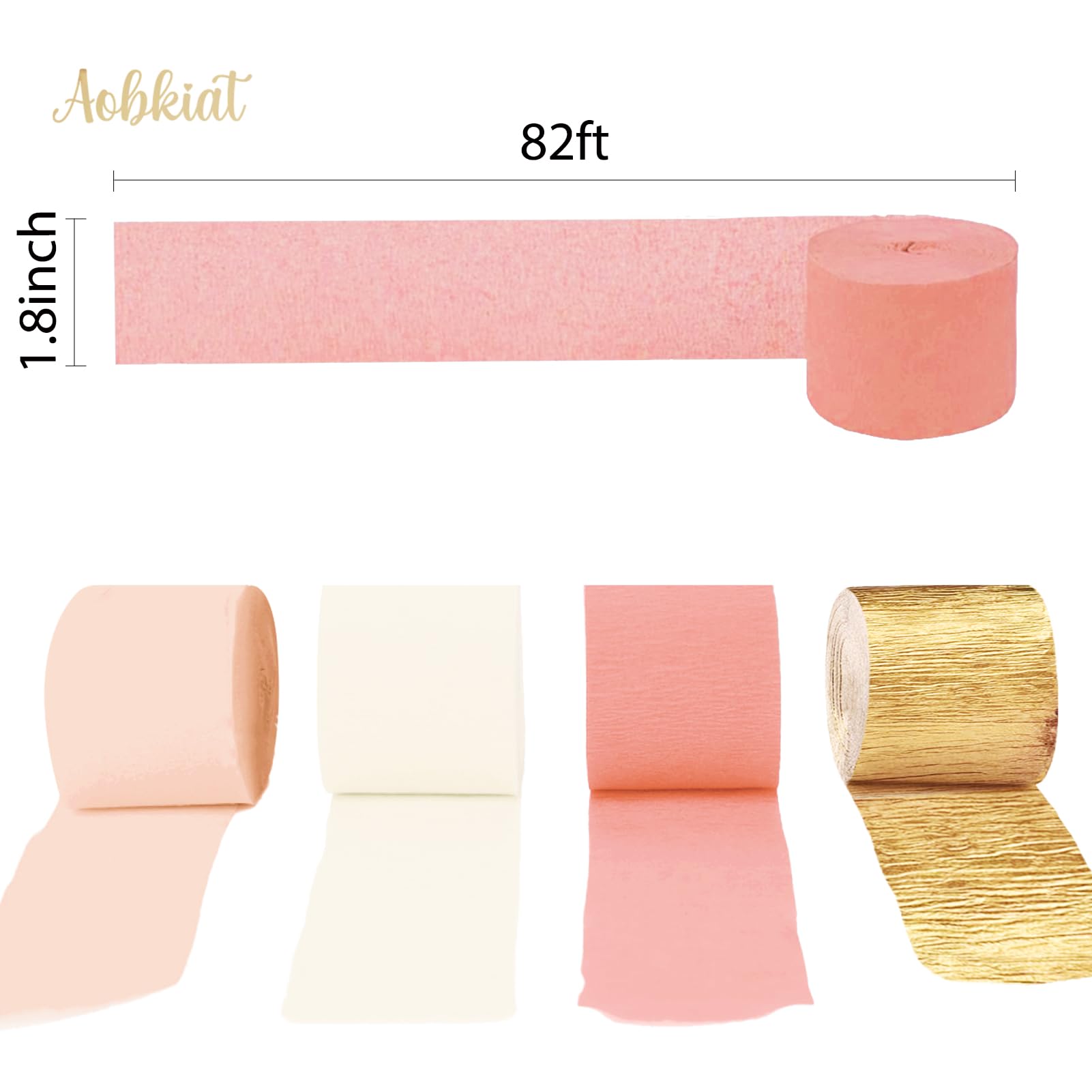 Premium 8 Rolls Pink Gold Crepe Paper Streamers (82ft) - Elegant Wedding, Bachelorette, Birthday & Baby Shower Decorations - Perfect for Party Backdrops, Valentines Day & Special Events Decor