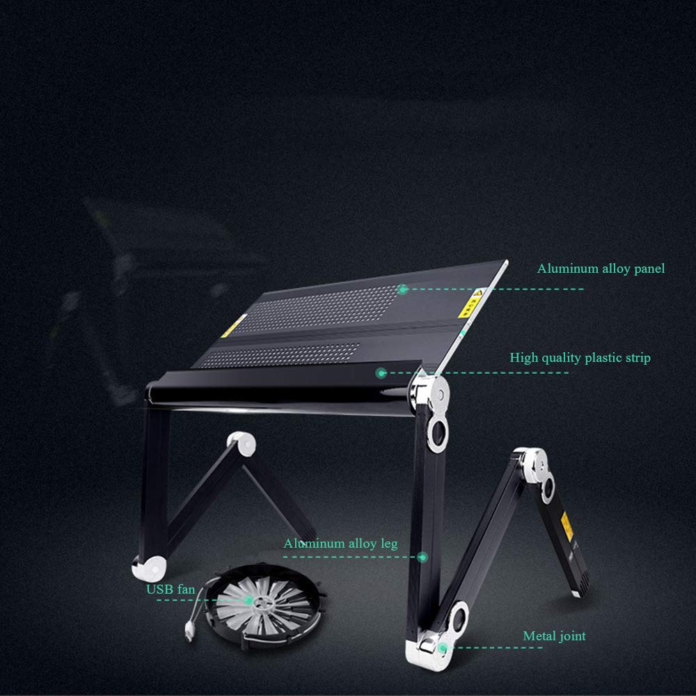 Foldable Laptop Bed Table - Adjustable & Portable Aluminum Alloy Tray for Lying Down Work, Study, or Watching Movies in Bed