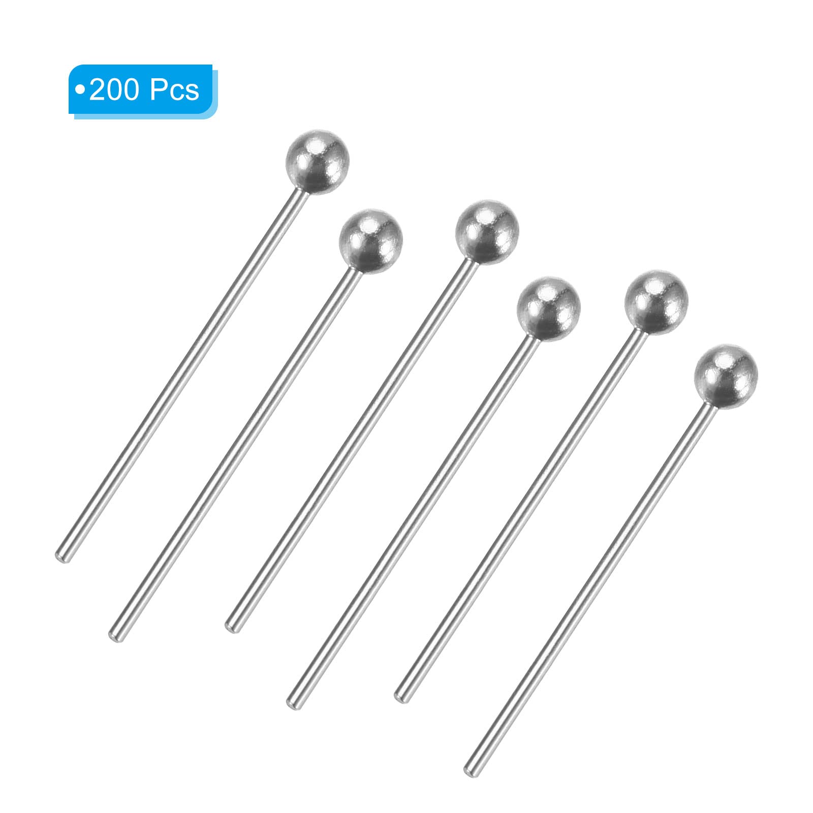 Patikil 200pcs Silver Plated Ball Head Pins - 24 Gauge 16mm Wire Head Pins for DIY Jewelry Making, Necklaces, Bracelets, Earrings - Perfect for Beading, Craft Projects & Gift Making