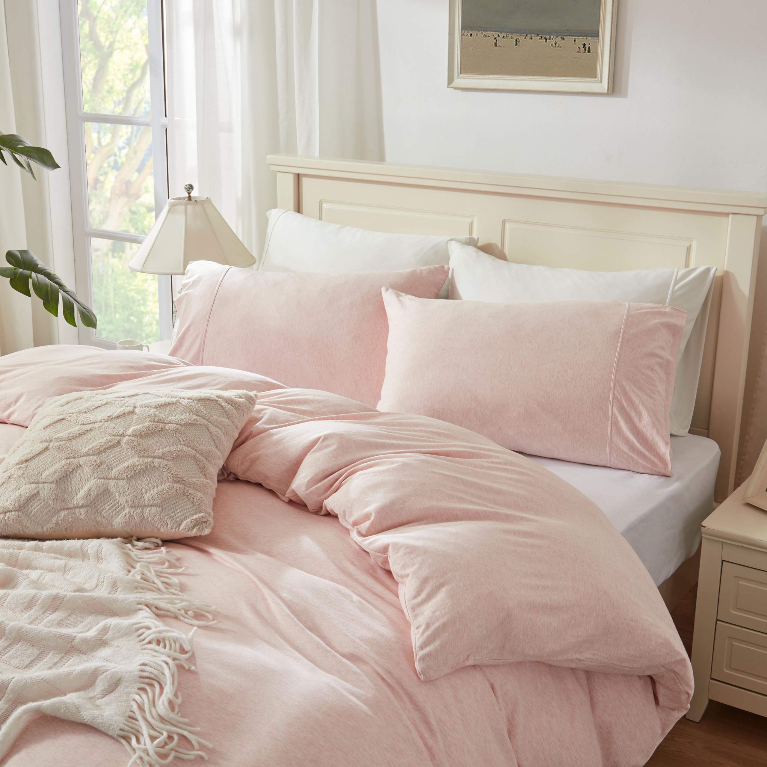 Soft Jersey Knit Cotton Duvet Cover Set - King Size 3pc for Cozy Bedroom