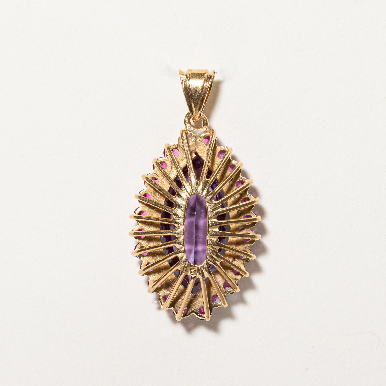 Color Changing Synthetic Purple Sapphire & Ruby Halo Pendant Necklace - 7.50ct Center Stone with 0.48ctw Diamond Accents | Elegant Jewelry for Weddings, Anniversaries & Special Occasions