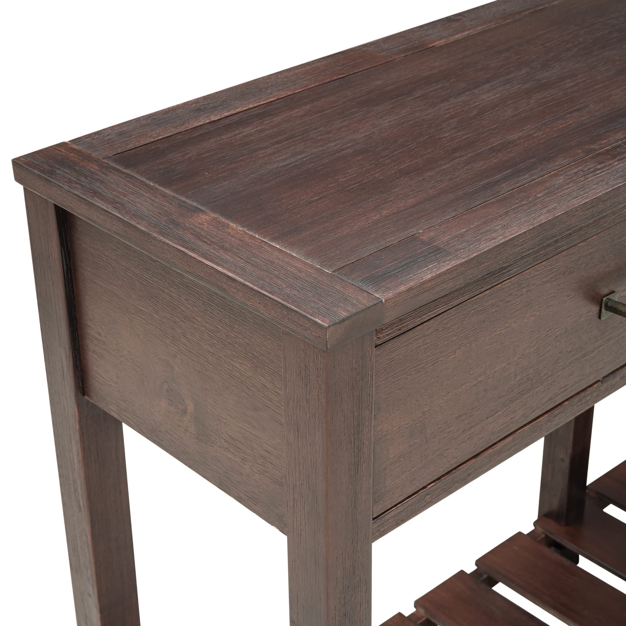 Solid Wood Console Table with 2 Drawers & Slatted Shelf - Entryway Sofa Table with Storage for Living Room, Hallway, Bedroom - Espresso Brown Finish for Home Decor & Organization