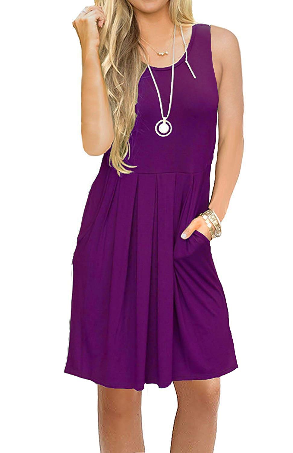 Stylish AUSELILY Women's Summer Casual T-Shirt Dress - Beach Cover Up & Pleated Tank Dress for Outings, Vacations & Daily Wear