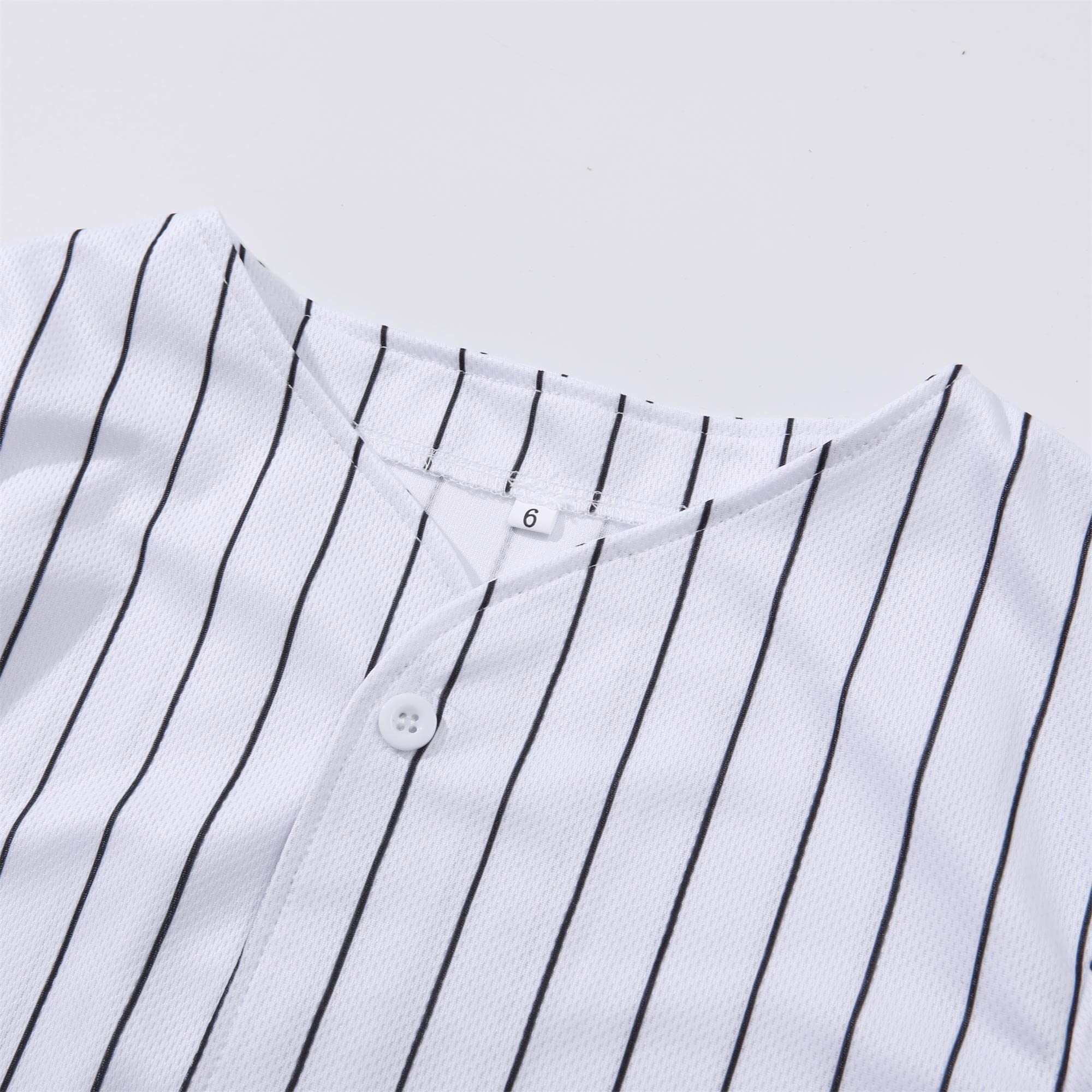 Trendy Kids Baseball Jersey Button-Up T-Shirt - Boys & Girls Short Sleeve Hip Hop Tee in Black & White | Perfect for Baseball Games, Hip Hop Dance & Casual Wear