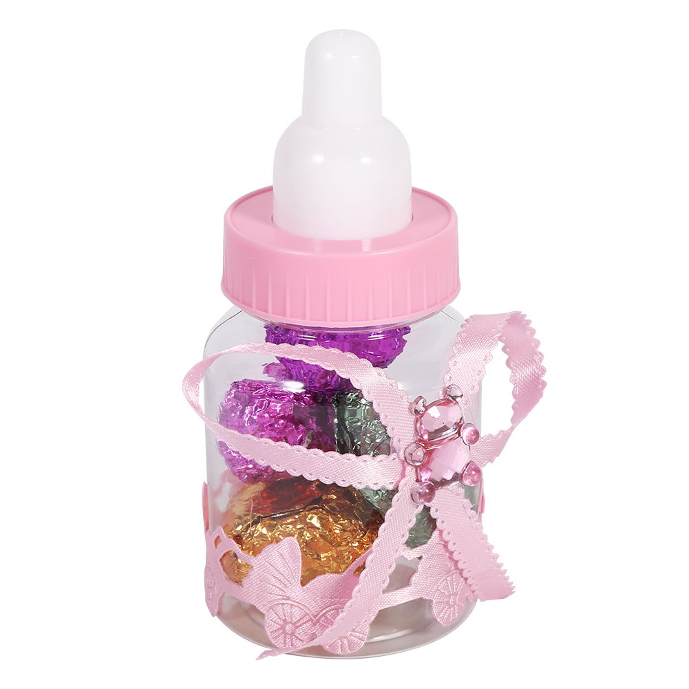 50Pcs Reusable Plastic Shower Bottles - 1.6 x 3.5 Inch Fillable Candy Containers for Baby Shower, Birthday Party Decorations - Perfect for Wedding Favors, Candy Buffets & DIY Craft Projects