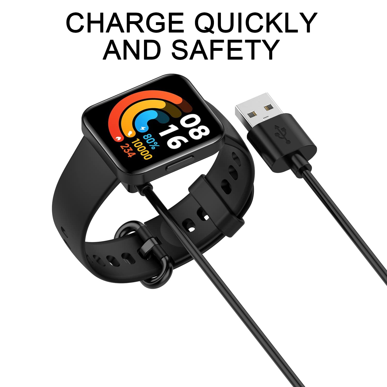 Magnetic Charging Cable for Xiaomi Mi Band 7 Pro Smart Watch - 3.3ft USB Charger Cord with Dock - Fast Charging Accessory (Black) | Perfect for Home, Office, Travel & Fitness Tracking