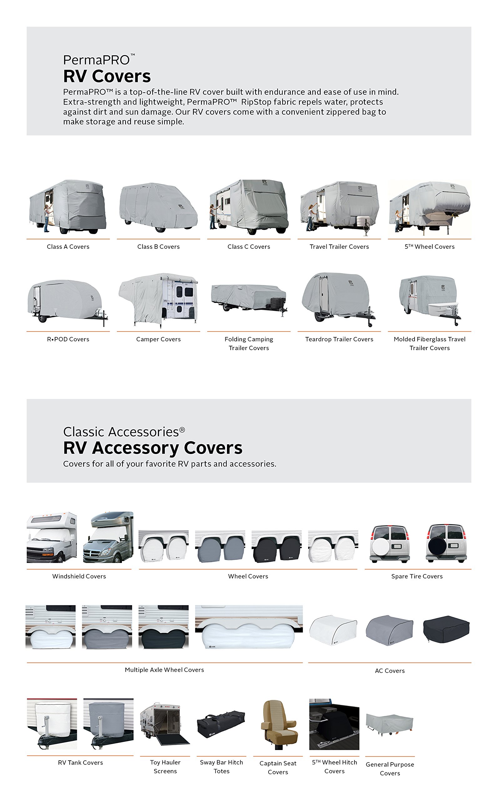 PermaPRO Folding RV Cover - Fits 16'-18' Trailers | Camping & Travel Protection