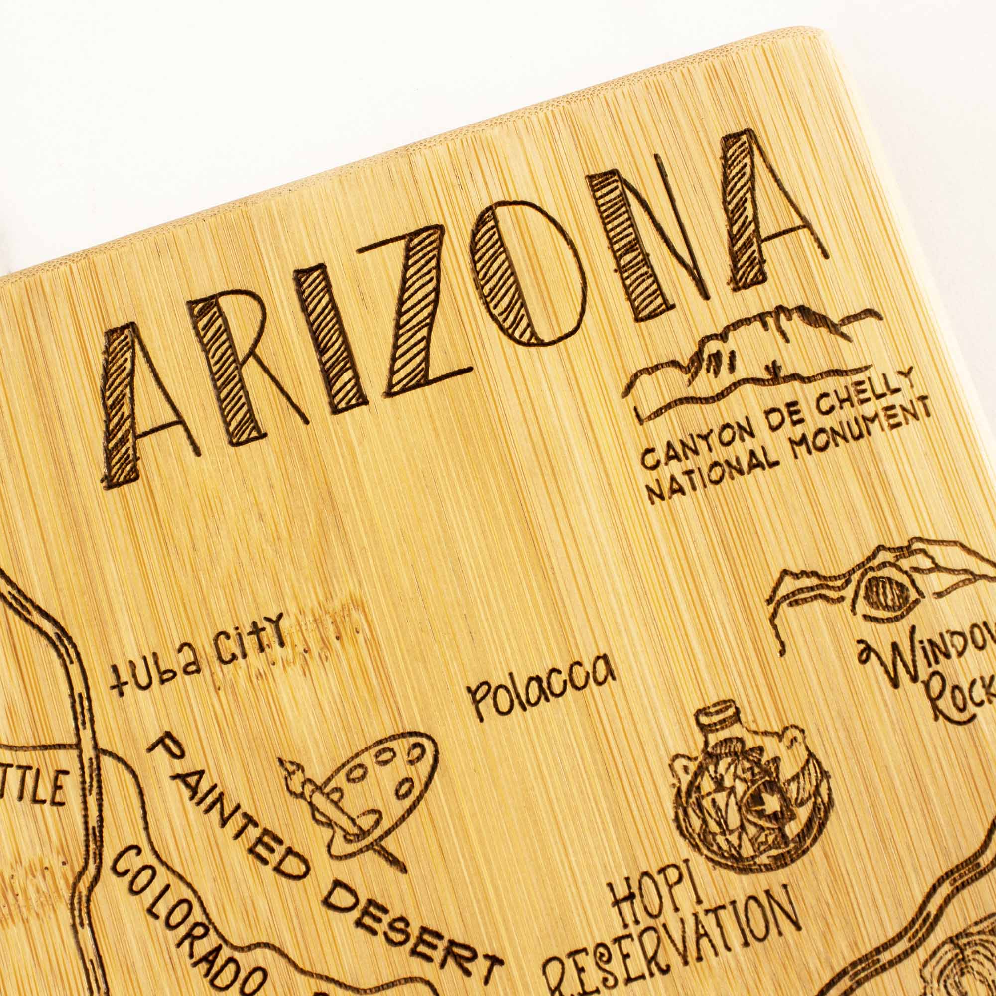 Arizona-Themed Wooden Cutting Board 13.5 x 11.75 Inches - Perfect for Kitchen Decor, Gift Giving & Southwest Style Home Cooking