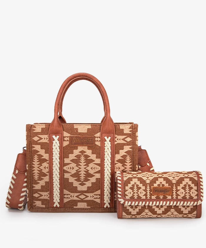 Wrangler Aztec Print Tote Bag Set - Stylish & Durable Cotton Tote Bags for Women - Perfect for Shopping, Beach, Travel & Everyday Use