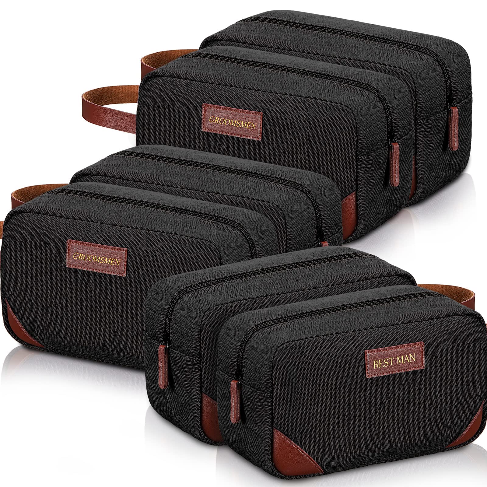 Premium 6-Piece Groomsmen Gift Set - Waterproof Men's Travel Toiletry Bag & Shaving Kit - Ideal for Wedding Proposals, Bachelor Parties & Business Trips (Black) - Perfect for Groomsmen, Best Man & Bridal Party Accessories