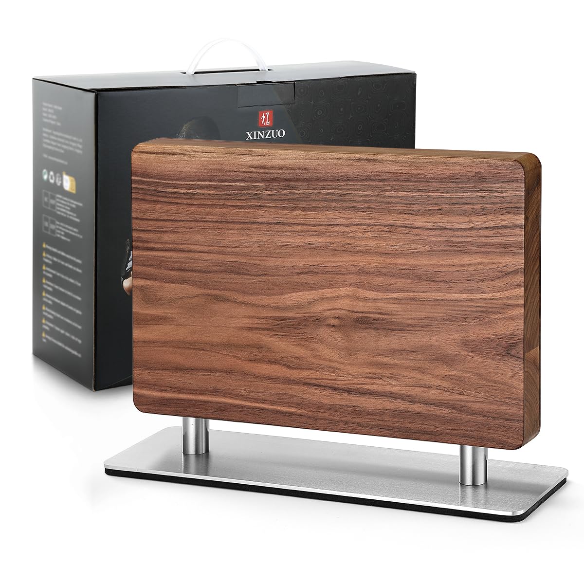 Premium Magnetic Knife Block - Natural Walnut Knife Holder with Strong Double-Sided Magnets for Countertop Storage | Perfect Kitchen Organizer for Chefs & Home Cooks | Ideal for Countertop, Kitchen Island & Open Shelf Display