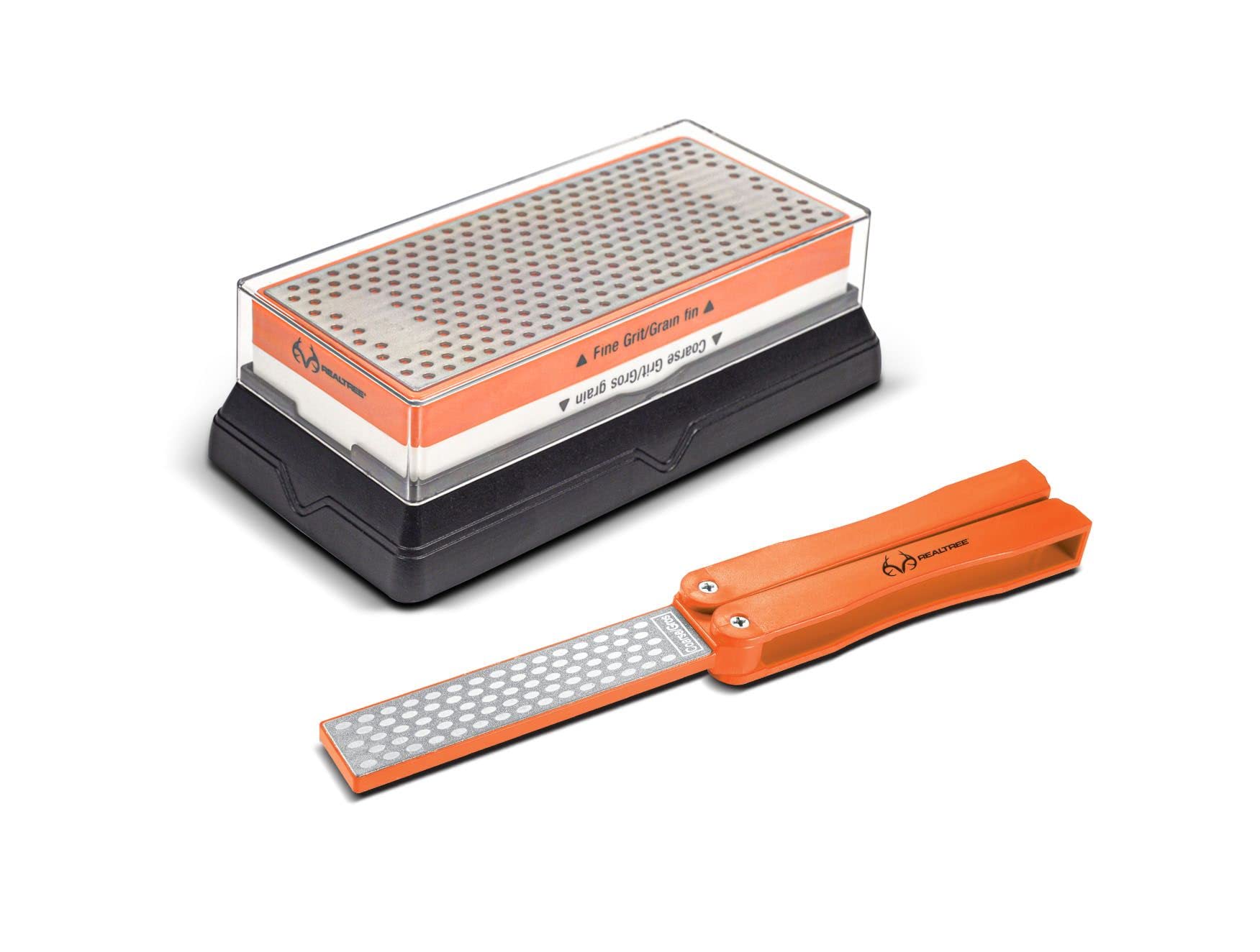 Realtree Sharpening Stone Set - Table Top & Portable Knife Sharpener Block for Camping, Kitchen & Gardening Tools - Wet or Dry Use - Perfect for Outdoor Adventures & Home Cooking - 630051ECE