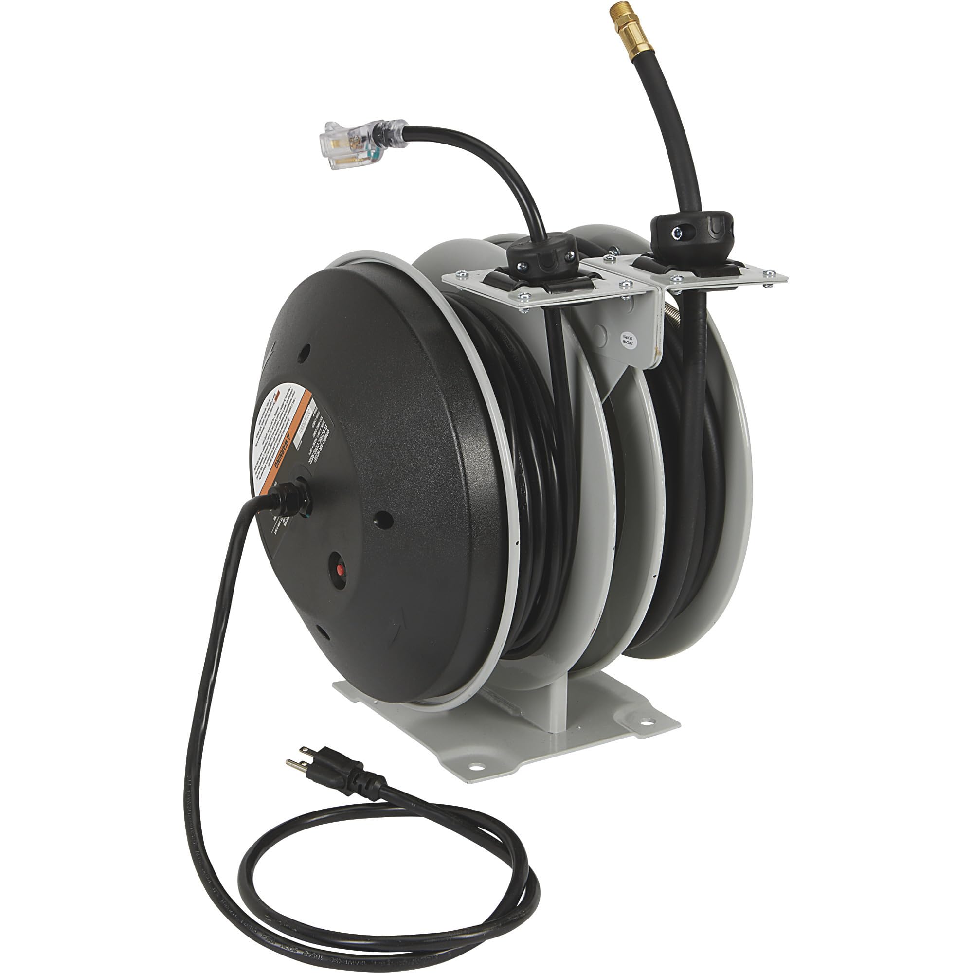 Klutch Combo Air and Electric Hose Reel - Heavy Duty Retractable Hose Storage for Garage, Workshop & Outdoor Use