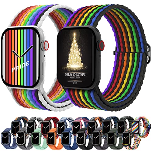 Atenzol Braided Solo Loop Stretchable Watch Band Compatible with Apple Watch 38mm 40mm 41mm 42mm 44mm 45mm 49mm - Adjustable Elastic Sport Strap for iWatch Ultra Series 8/7/6/SE/5/4/3/2/1 - Perfect for Workouts, Running & Everyday Wear (Unisex Design for Men & Women)