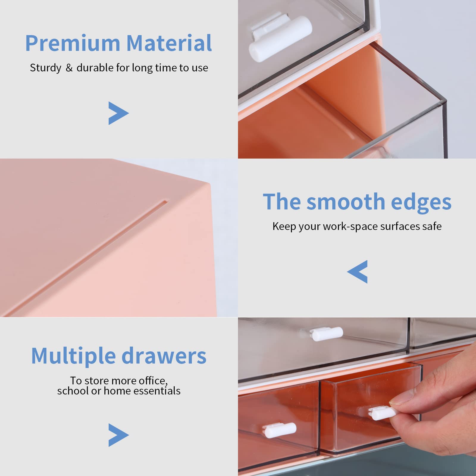 7-Drawer Stackable Plastic Desk Organizer - Office Supplies, Makeup & Skincare Storage, Sanitation Supply Holder - Space-Saving Workspace Solution for Home & Office Organization